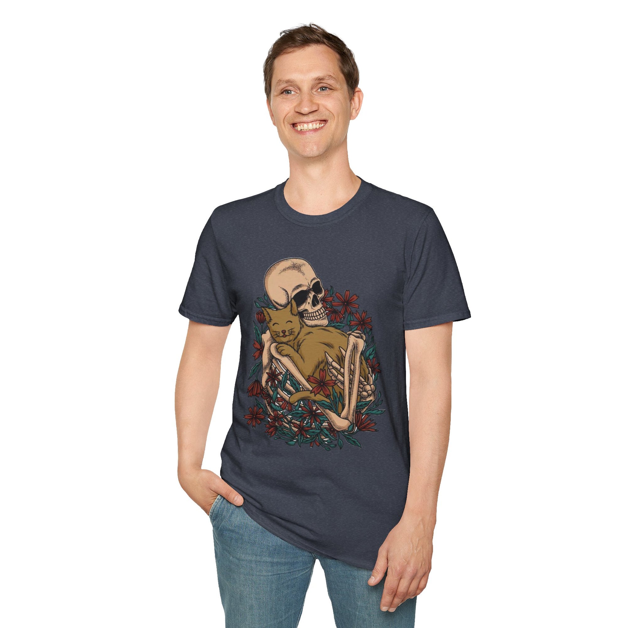 Skeleton Floral Unisex T-Shirt, Cute Grunge Tee, Quirky Halloween Shirt, Casual Everyday Wear, Unique Graphic Top