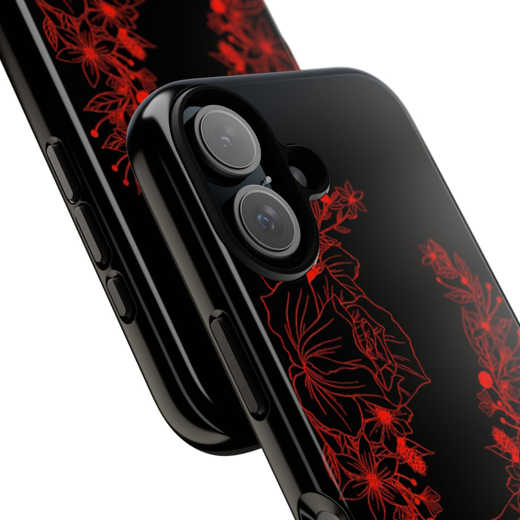 Stylish Floral Phone Case, Tough Phone Cover, Floral Design Case, Gift for Her, Black Phone Accessories