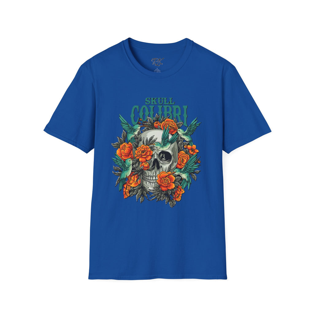 Skull & Roses Unisex T-Shirt, Casual Graphic Tee, Boho Shirt, Unique Gift, Festival Wear, Everyday Style