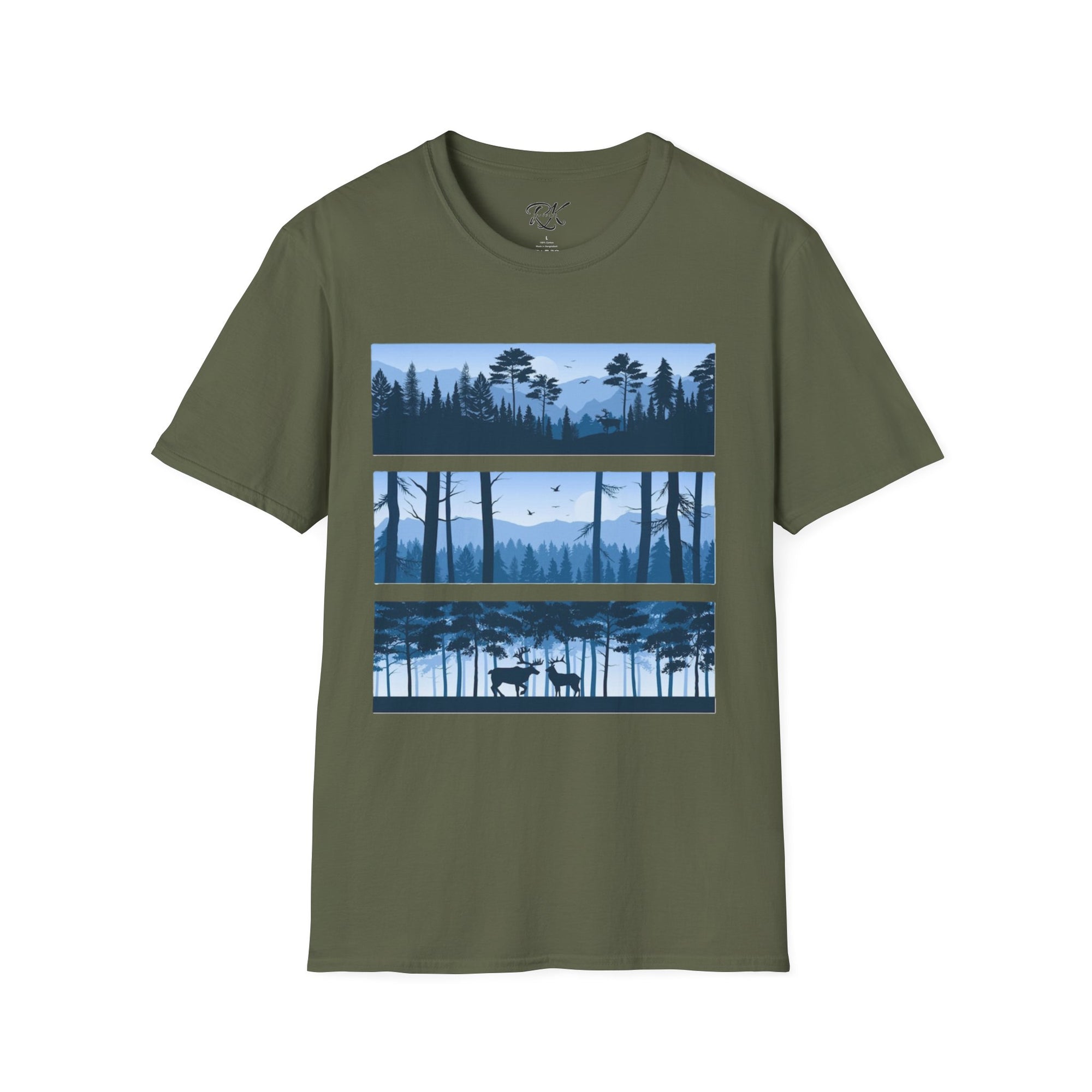 Mountain Landscape Unisex Softstyle T-Shirt | Nature Lover Gift, Outdoor Adventure Tee, Relaxed Fit, Casual Wear, Camping Shirt