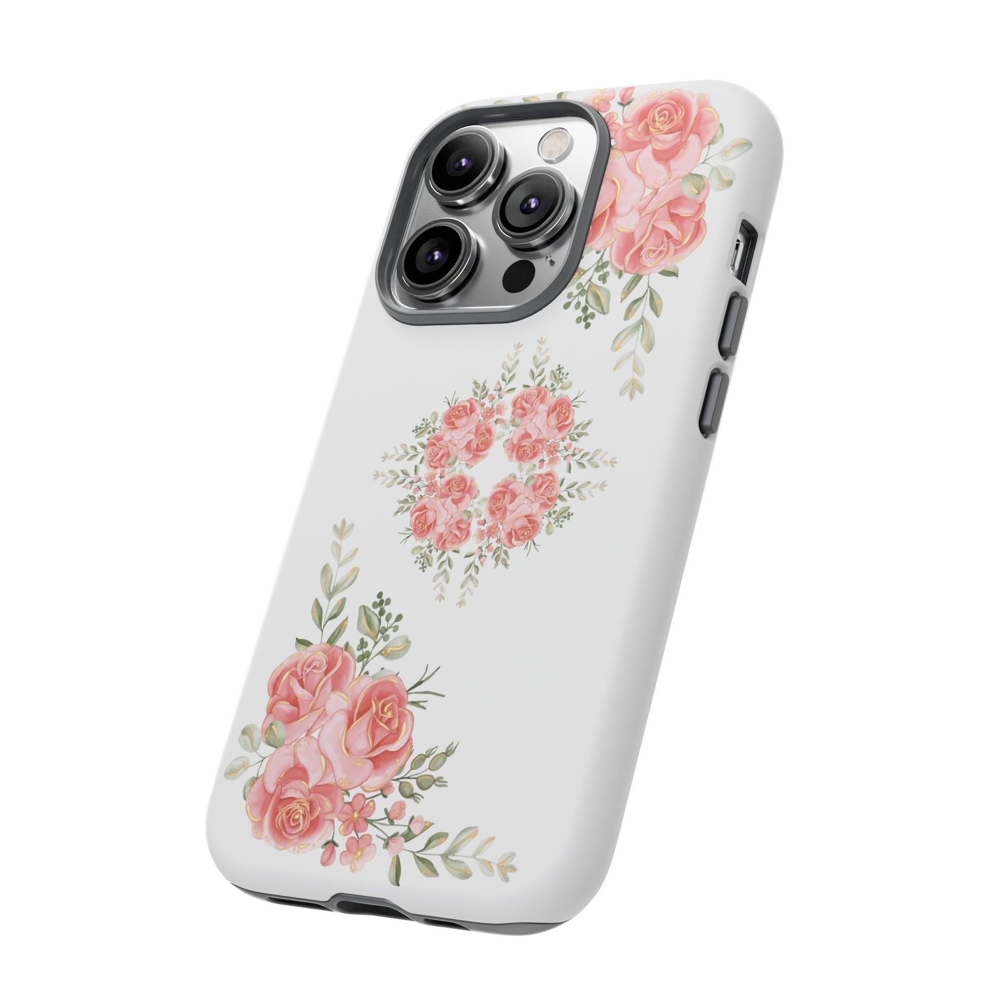 Floral Phone Case, Tough iPhone Case, Rose Design Case, Gift for Her, Floral Phone Cover