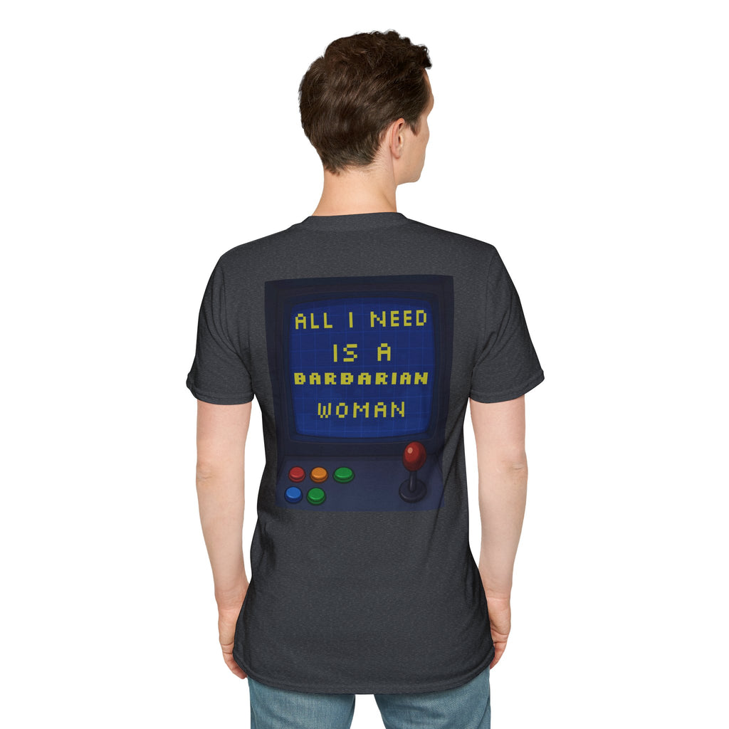 Unisex Barbarian Woman T-Shirt - Softstyle Graphic Tee for Gamers, Gifts for Her, Casual Wear, Birthday Present, Retro Style