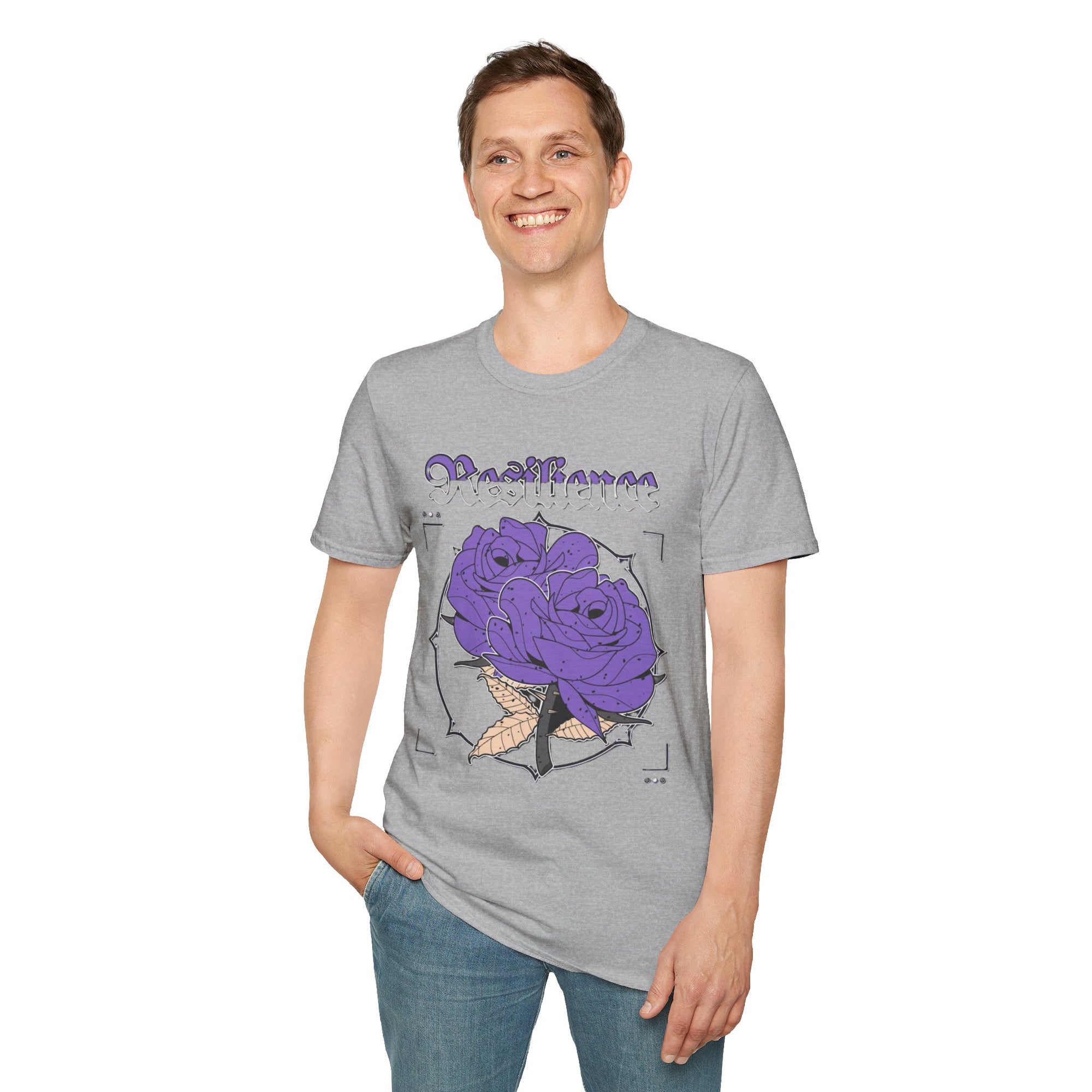 Purple Rose Graphic T-Shirt, Soft Stylish Tee, Unisex Floral Apparel, Gift for Her, Spring Outfit Idea, Vintage Aesthetic Top