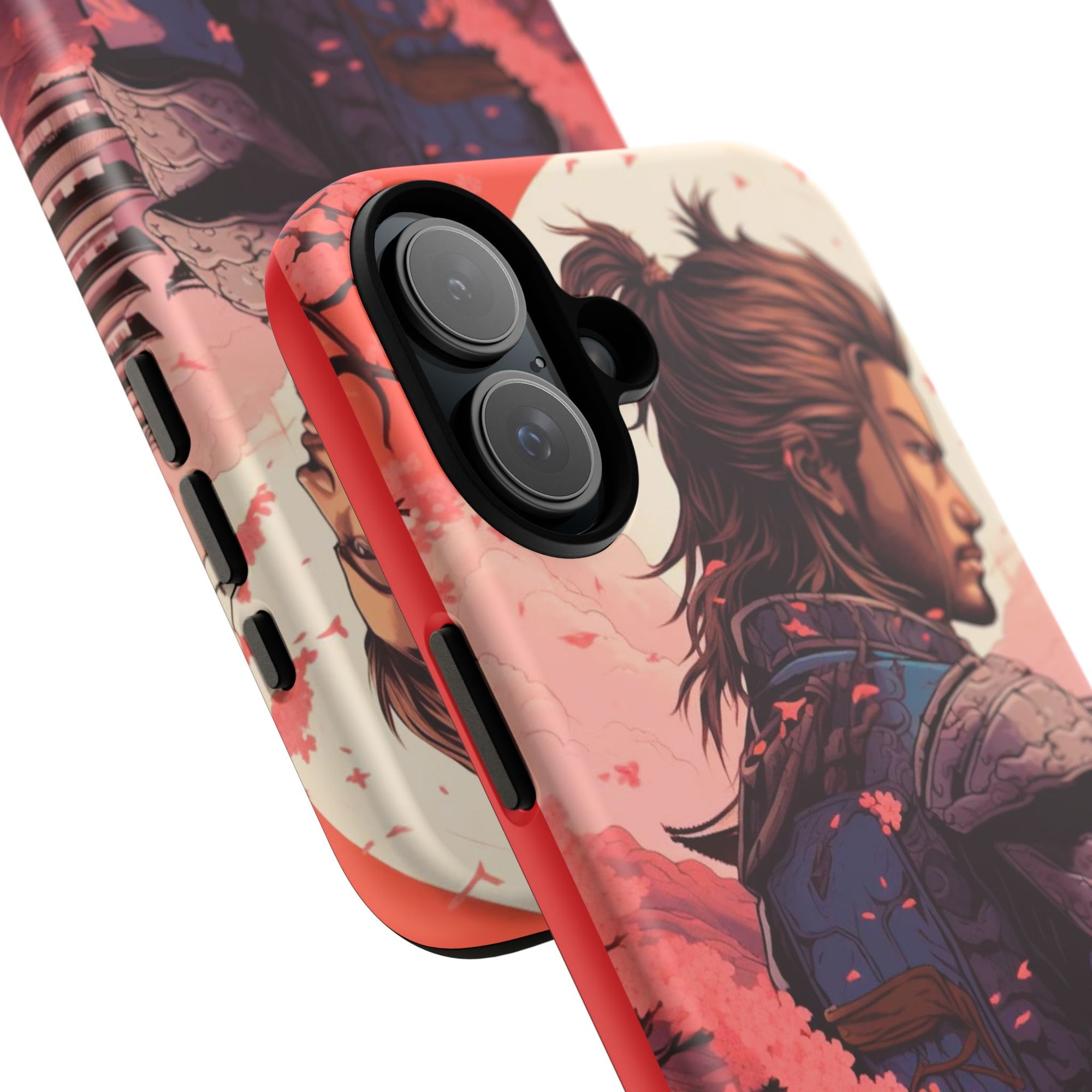 Samurai Phone Case, Tough Cases for Men, Cherry Blossom Art, Gift for Anime Fans, Unique Phone Accessory, Stylish Protection