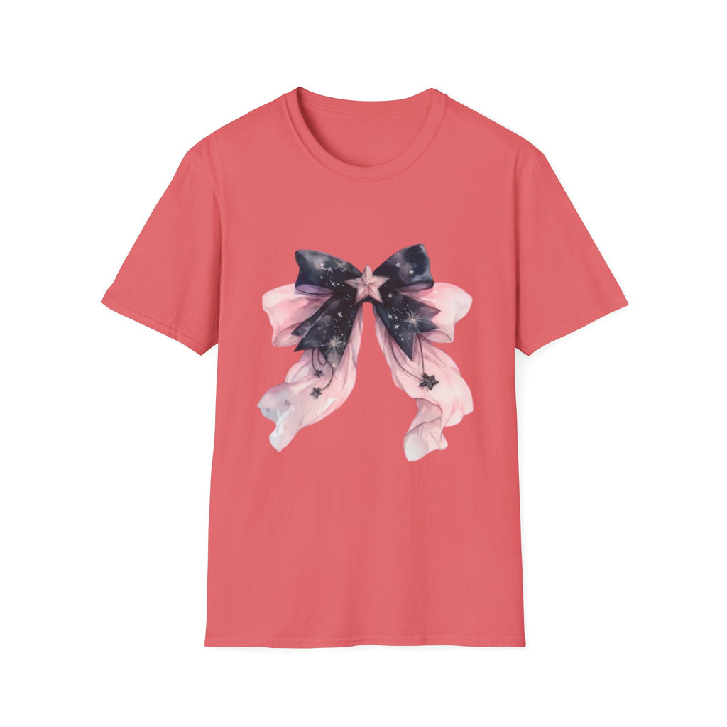 Whimsical Starry Bow T-Shirt, Cute Graphic Tee, Casual Wear, Gift for Her, Summer Fashion, Birthday Present