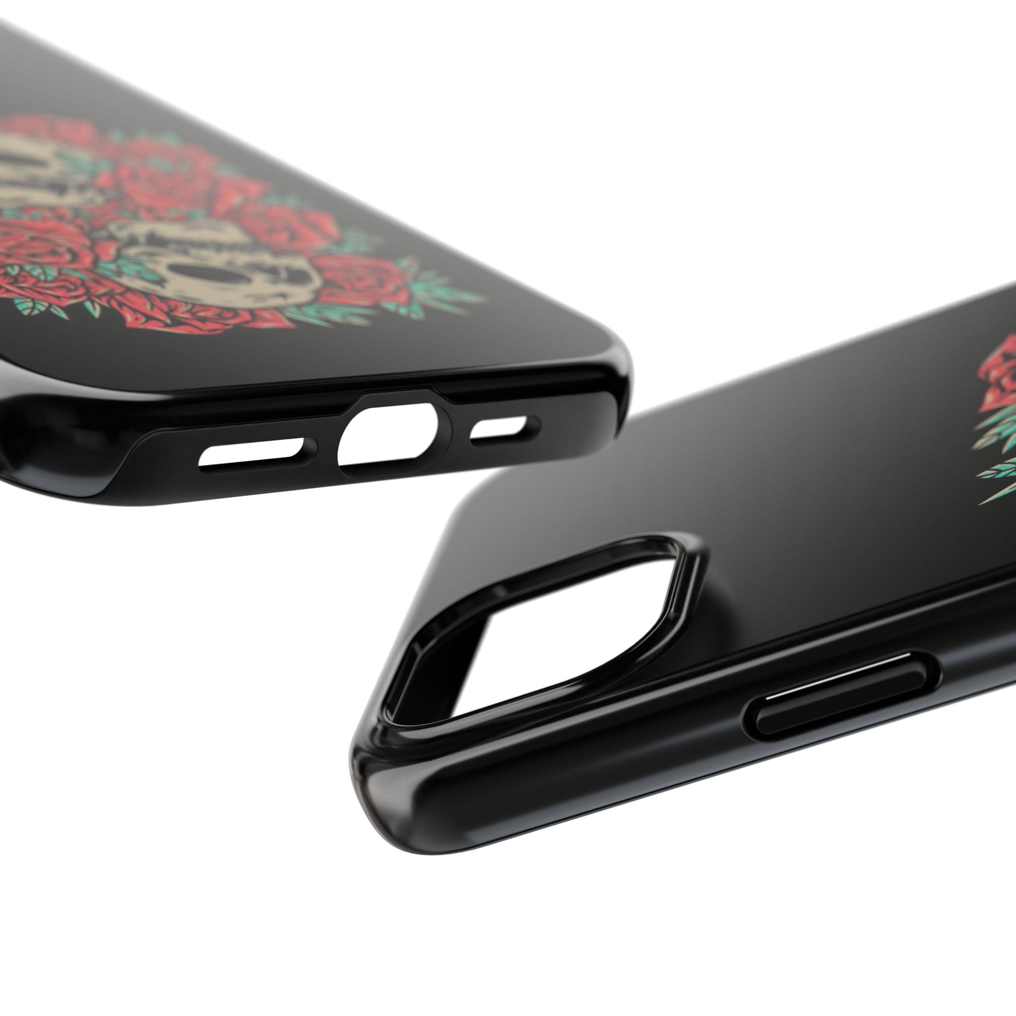 Stylish Skull & Roses Phone Case, Tough Phone Cover, Floral Skull Design, Unique Gift for her, Gothic Aesthetic Accessories