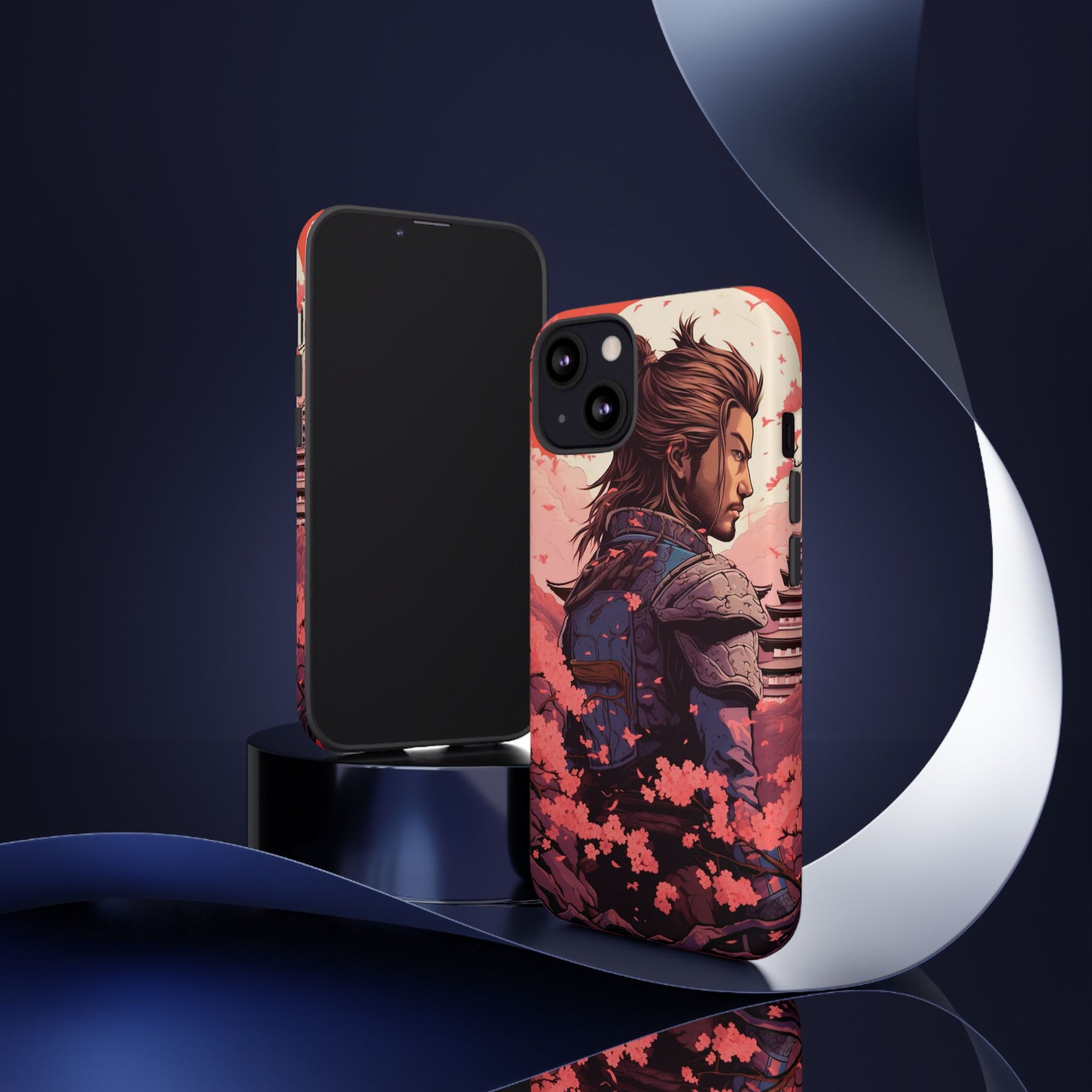 Samurai Phone Case, Tough Cases for Men, Cherry Blossom Art, Gift for Anime Fans, Unique Phone Accessory, Stylish Protection