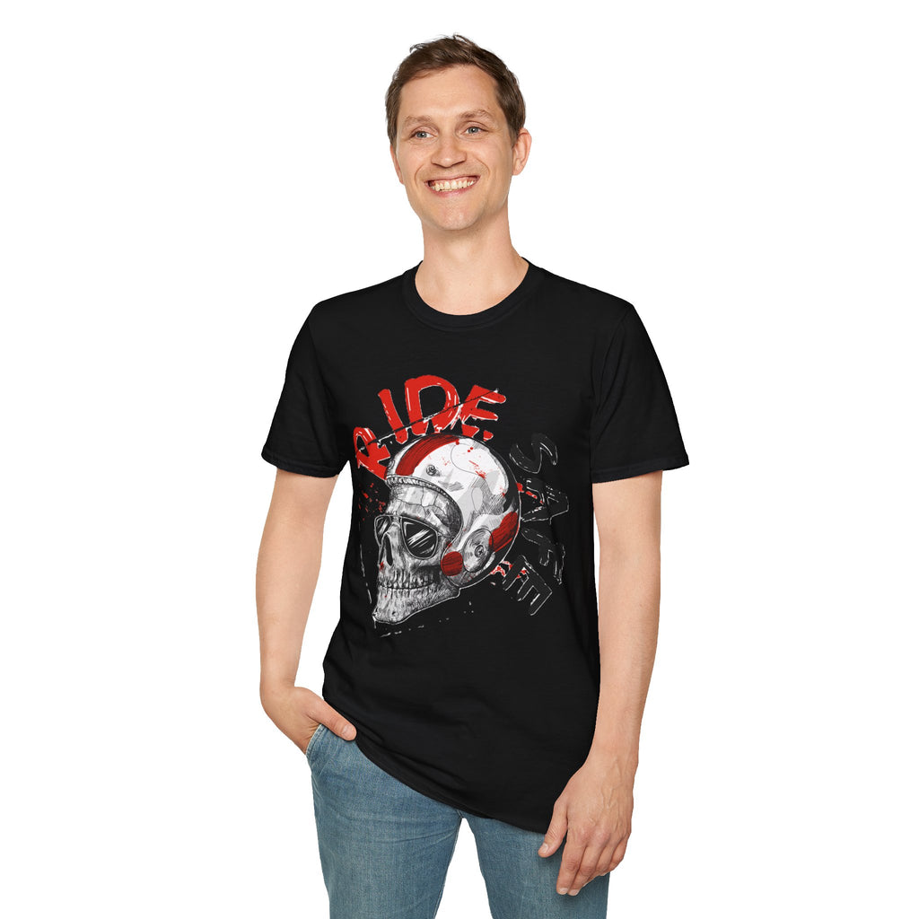 Ride Safe Skull T-Shirt | Unisex Softstyle Tee for Bikers | Perfect for Motorcyclists, Casual Wear, Gifts, and Events