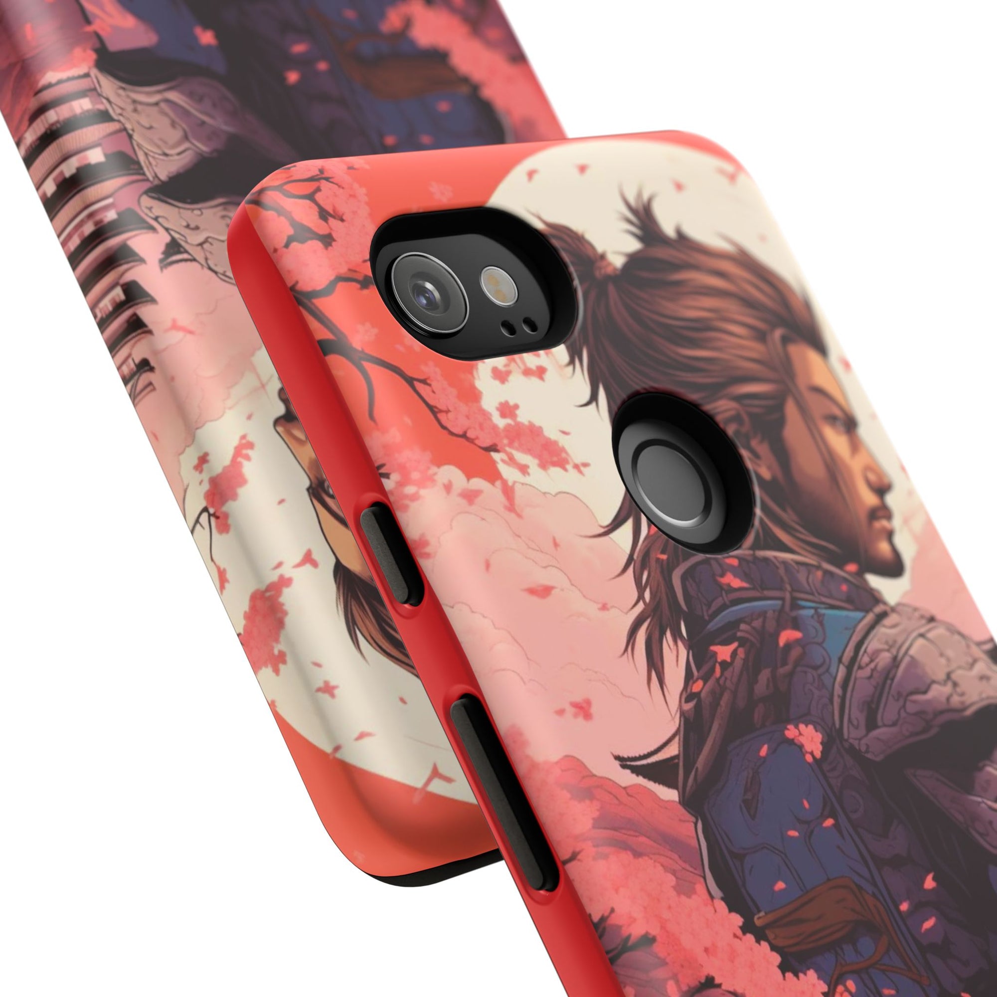 Samurai Phone Case, Tough Cases for Men, Cherry Blossom Art, Gift for Anime Fans, Unique Phone Accessory, Stylish Protection