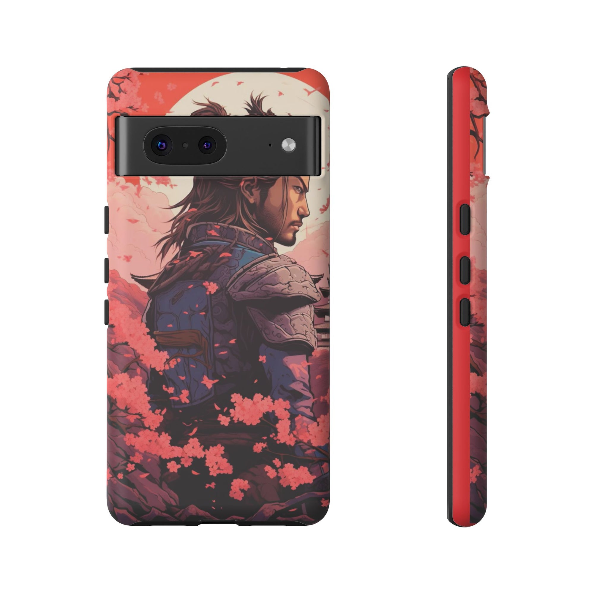 Samurai Phone Case, Tough Cases for Men, Cherry Blossom Art, Gift for Anime Fans, Unique Phone Accessory, Stylish Protection