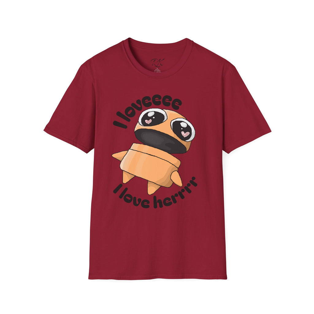 I love Herrrrr Cute Cartoon Love T-Shirt, Unisex Softstyle Tee, Perfect for Gifts, Casual Wear, Valentine's Day, Cute Character Apparel