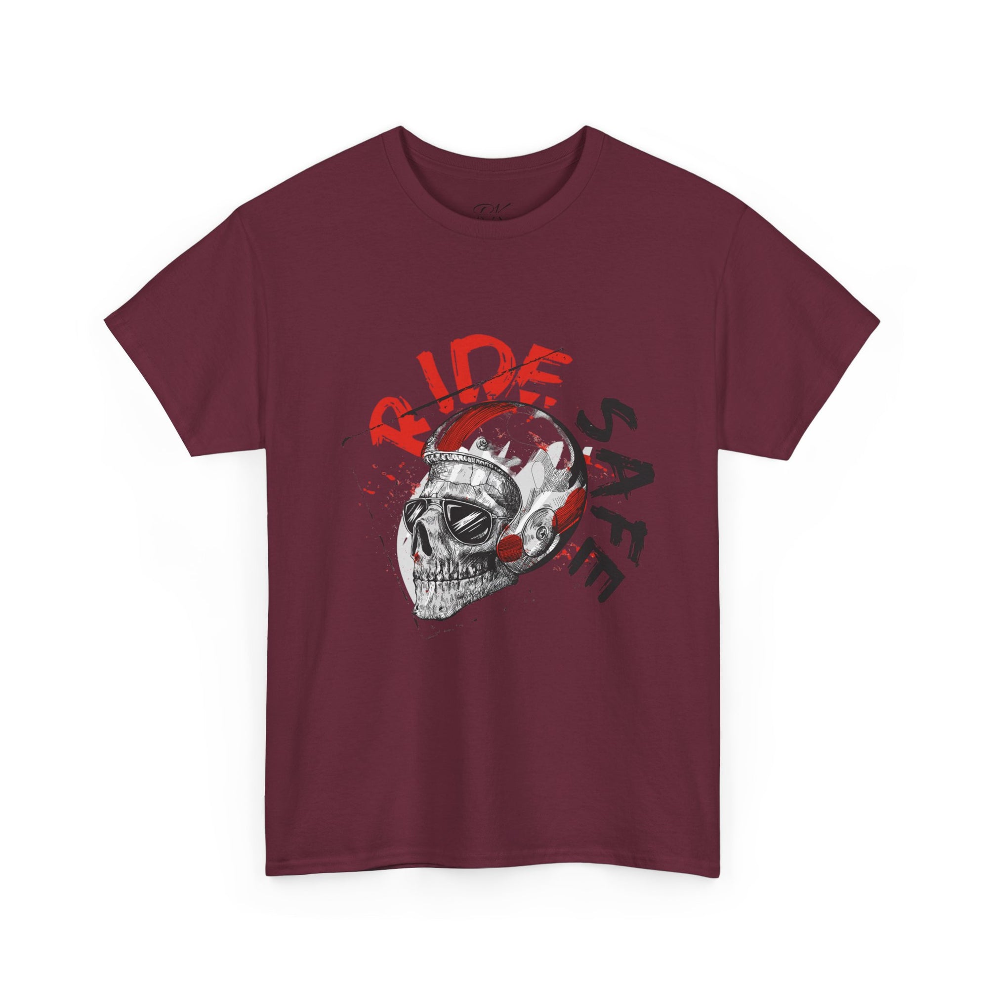 Skull Themed Ride Safe Tee, Unisex Heavy Cotton T-Shirt, Motorcycle Tee, Biker Apparel, Gift for Riders, Casual Wear