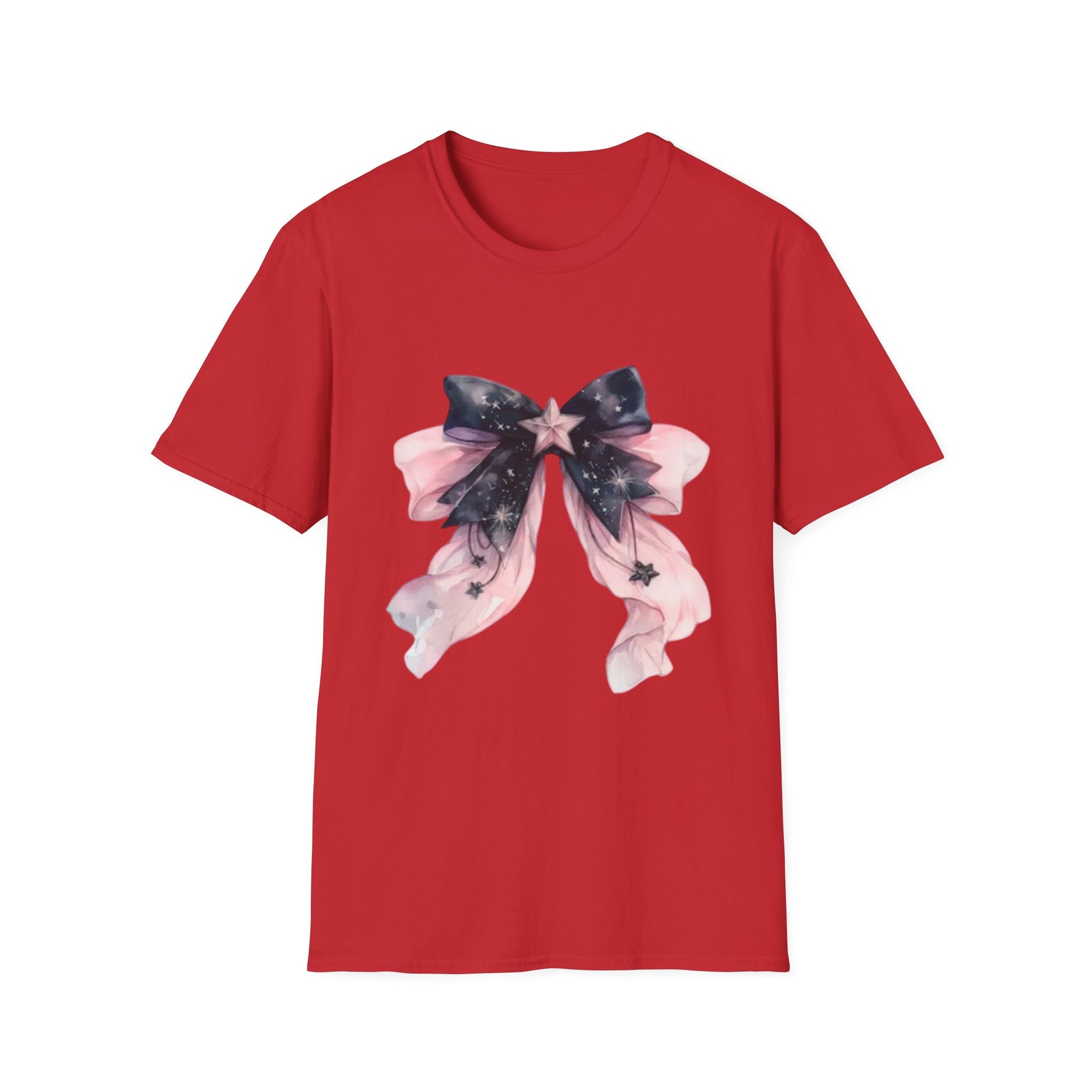 Whimsical Starry Bow T-Shirt, Cute Graphic Tee, Casual Wear, Gift for Her, Summer Fashion, Birthday Present