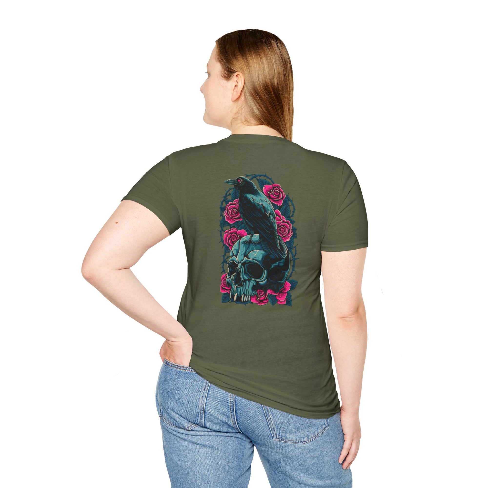 Gothic Skull & Rose Unisex T-Shirt | Boho Style Tee, Casual Wear, Gift for Her, Halloween Shirt, Graphic Tee