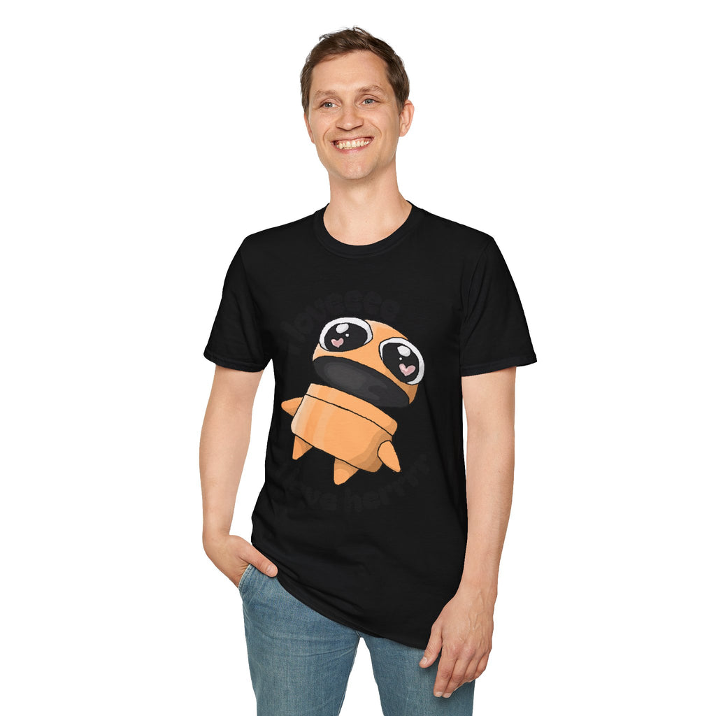 I love Herrrrr Cute Cartoon Love T-Shirt, Unisex Softstyle Tee, Perfect for Gifts, Casual Wear, Valentine's Day, Cute Character Apparel
