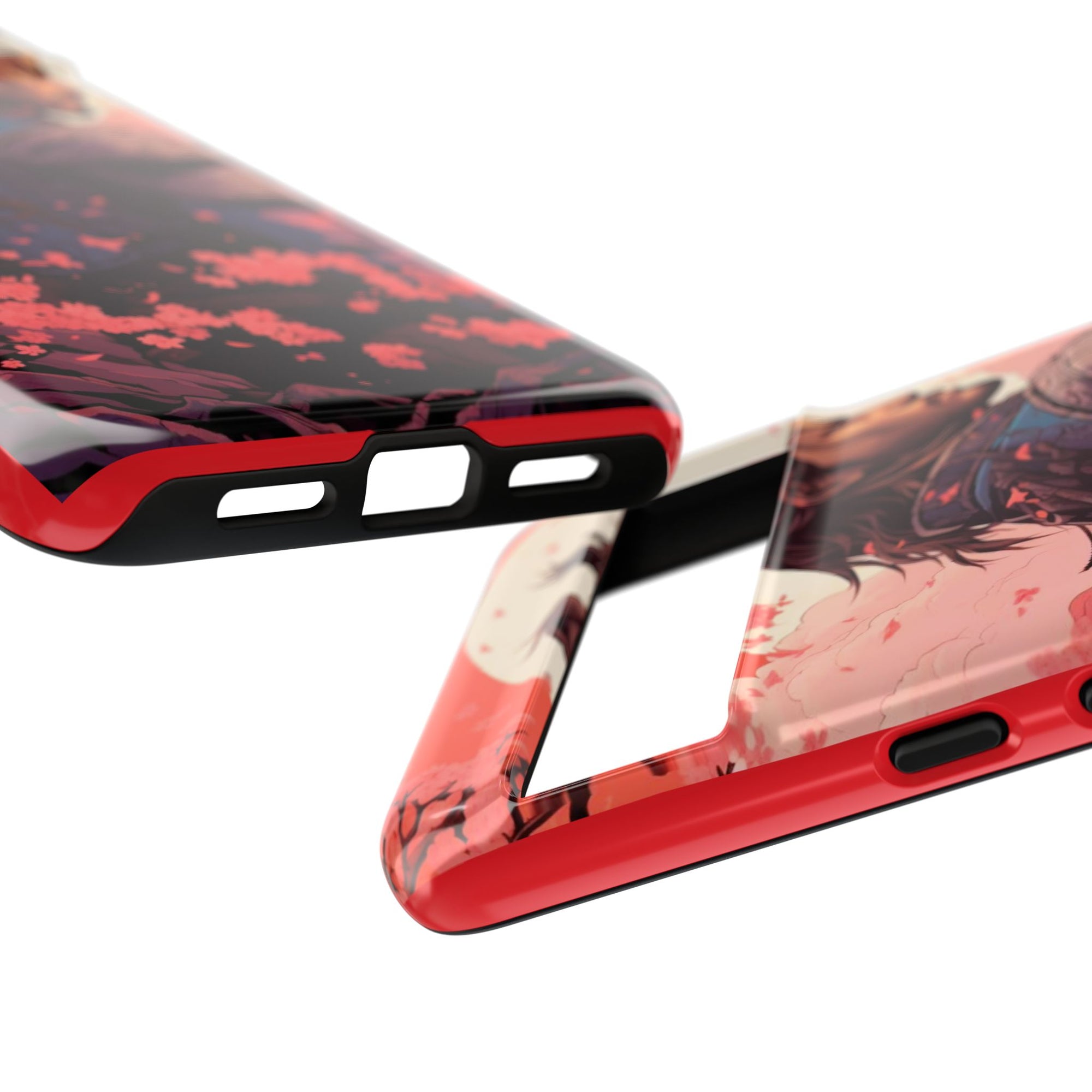 Samurai Phone Case, Tough Cases for Men, Cherry Blossom Art, Gift for Anime Fans, Unique Phone Accessory, Stylish Protection