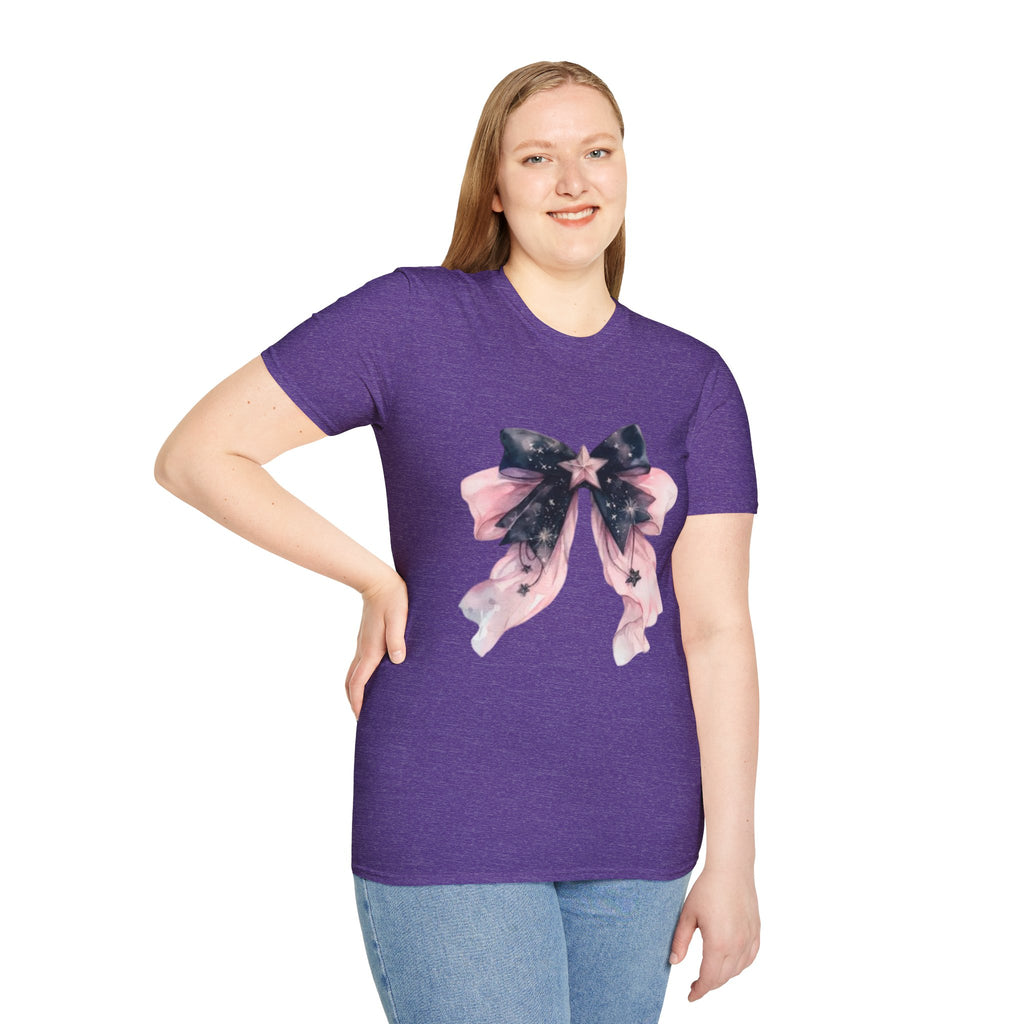 Whimsical Starry Bow T-Shirt, Cute Graphic Tee, Casual Wear, Gift for Her, Summer Fashion, Birthday Present