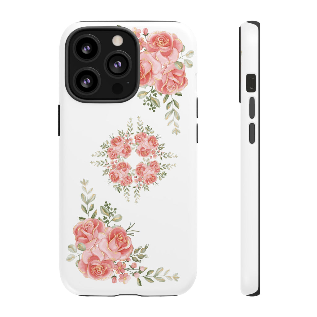 Floral Phone Case, Tough iPhone Case, Rose Design Case, Gift for Her, Floral Phone Cover