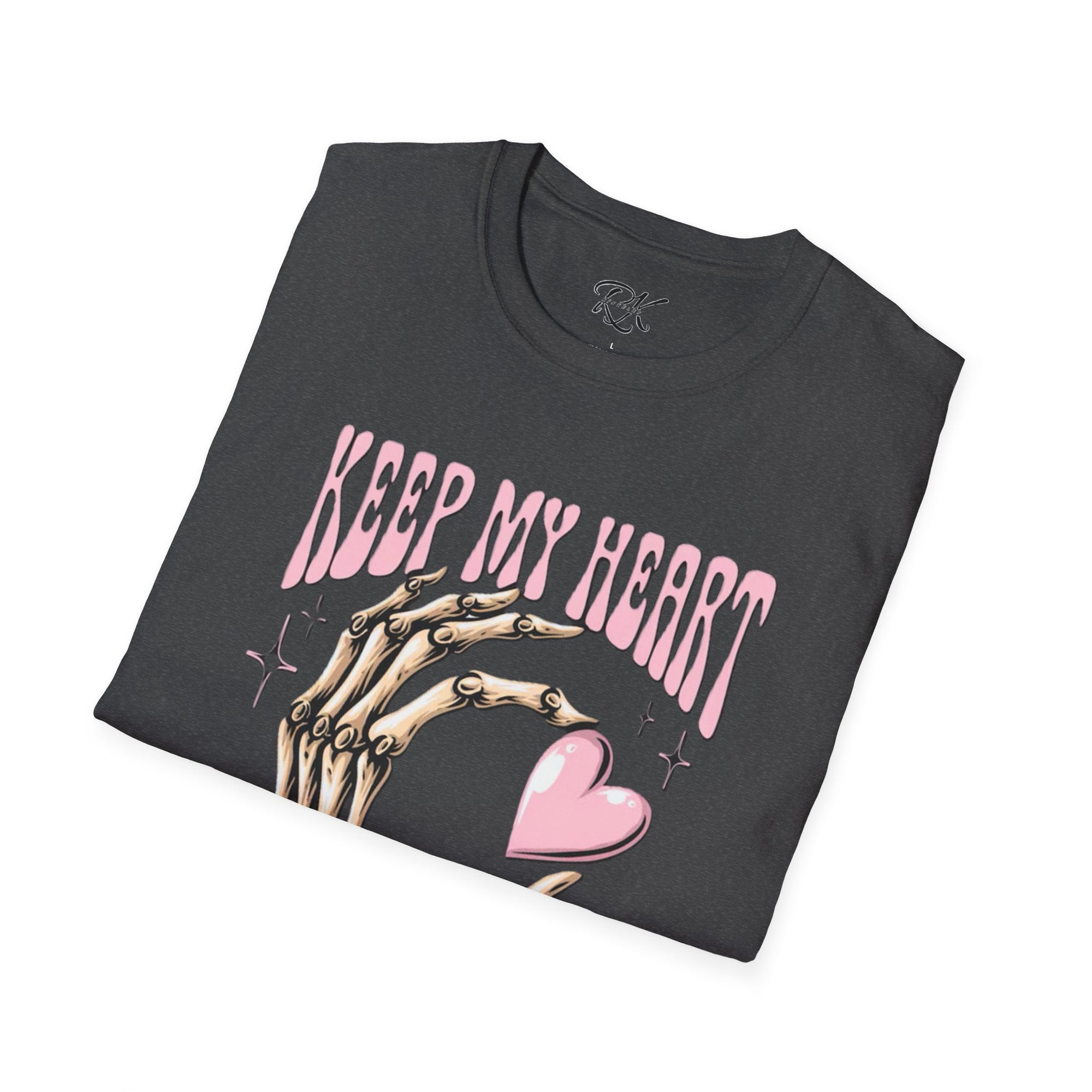 Keep My Heart Unisex Softstyle T-Shirt, Cute Graphic Tee, Valentine's Day Gift, Casual Style, Skeleton Design, Soft Cotton