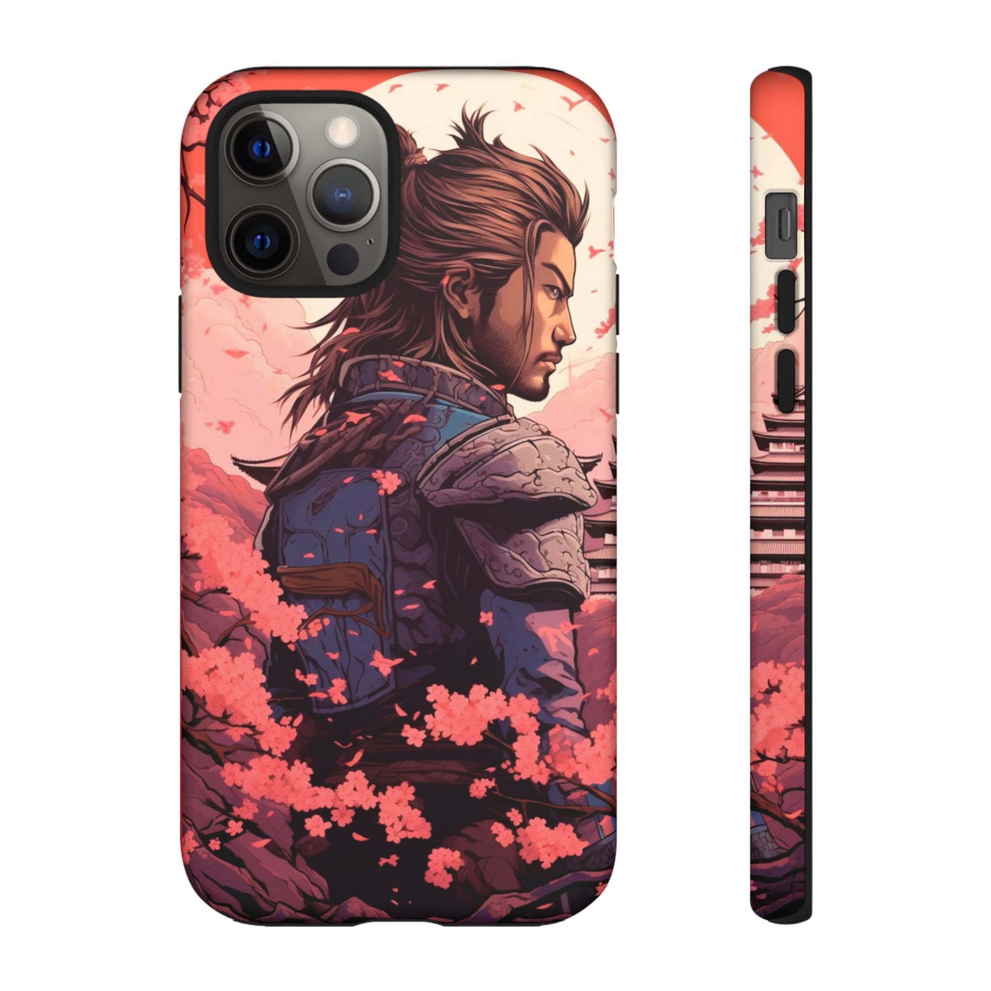 Samurai Phone Case, Tough Cases for Men, Cherry Blossom Art, Gift for Anime Fans, Unique Phone Accessory, Stylish Protection