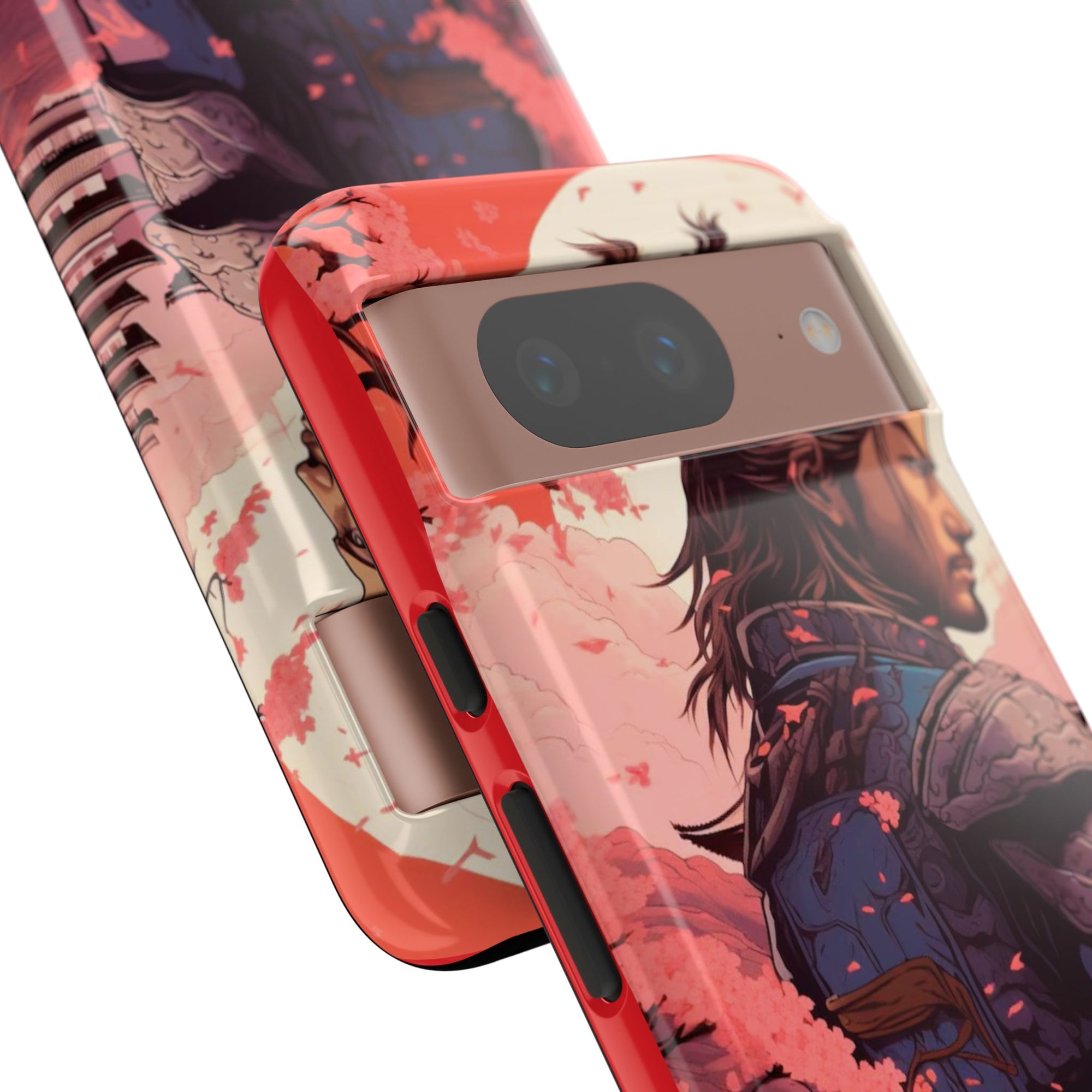Samurai Phone Case, Tough Cases for Men, Cherry Blossom Art, Gift for Anime Fans, Unique Phone Accessory, Stylish Protection