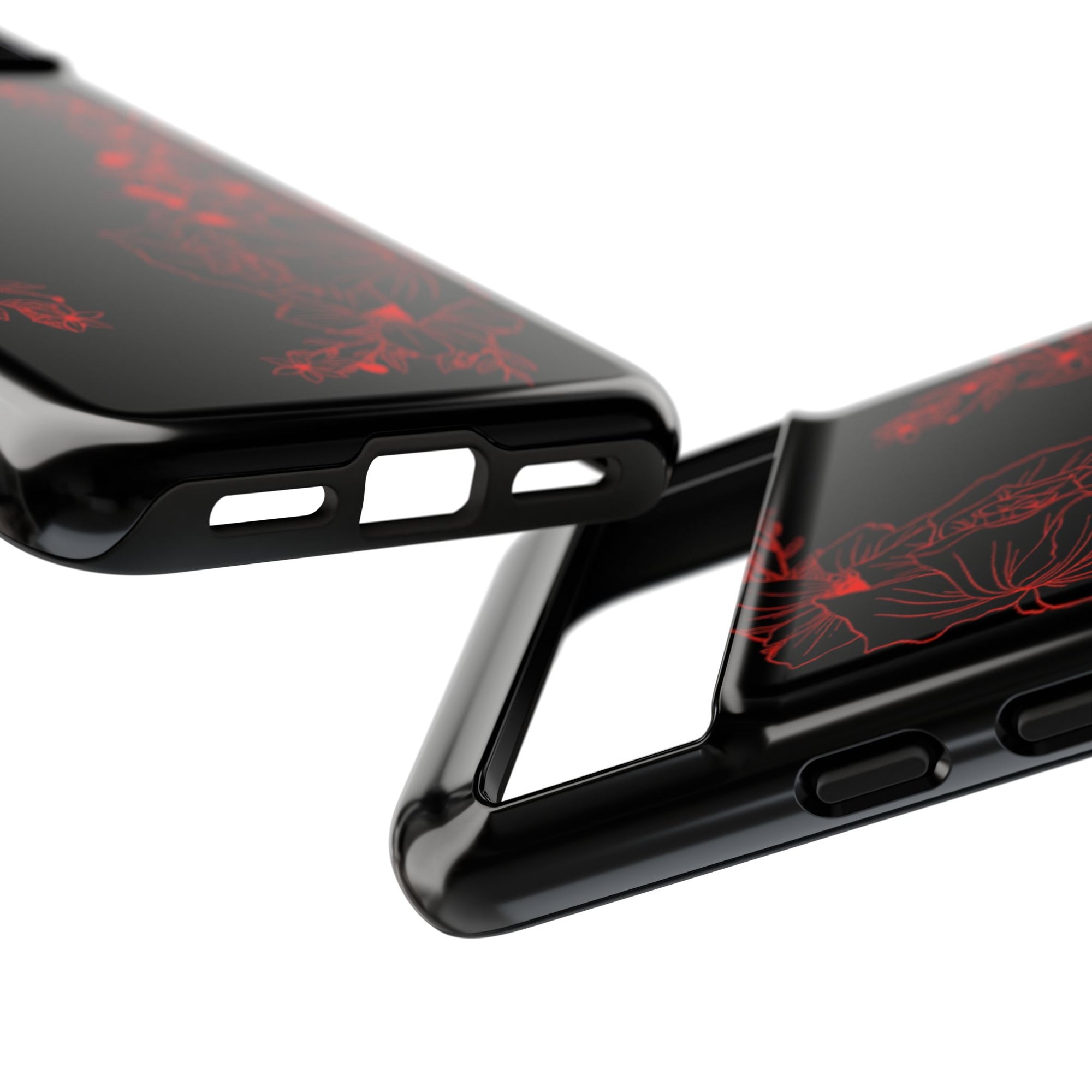 Stylish Floral Phone Case, Tough Phone Cover, Floral Design Case, Gift for Her, Black Phone Accessories