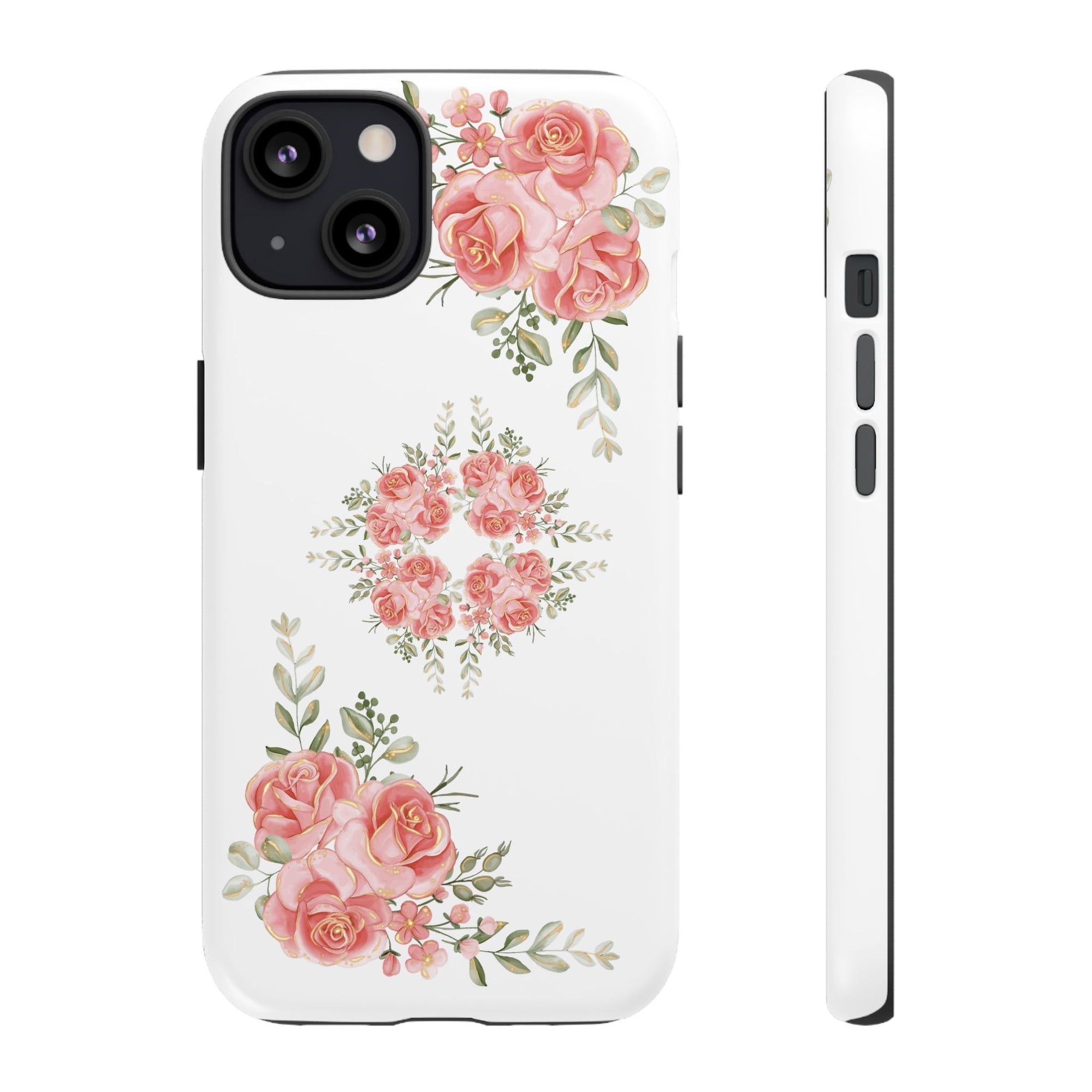 Floral Phone Case, Tough iPhone Case, Rose Design Case, Gift for Her, Floral Phone Cover