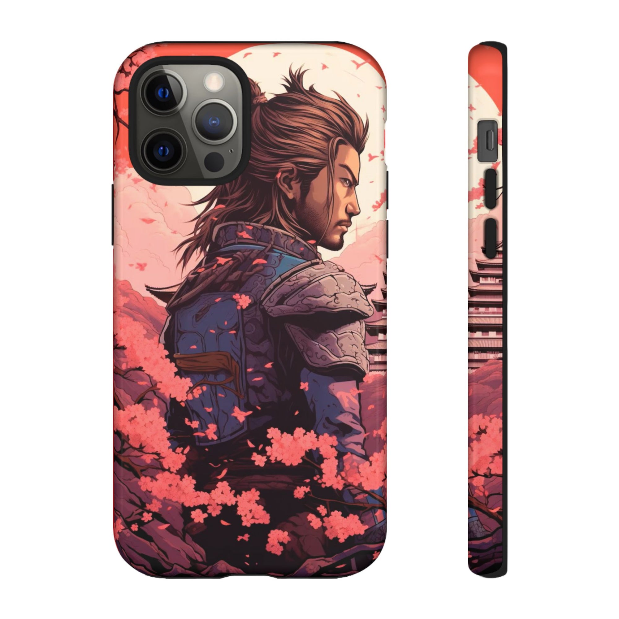 Samurai Phone Case, Tough Cases for Men, Cherry Blossom Art, Gift for Anime Fans, Unique Phone Accessory, Stylish Protection