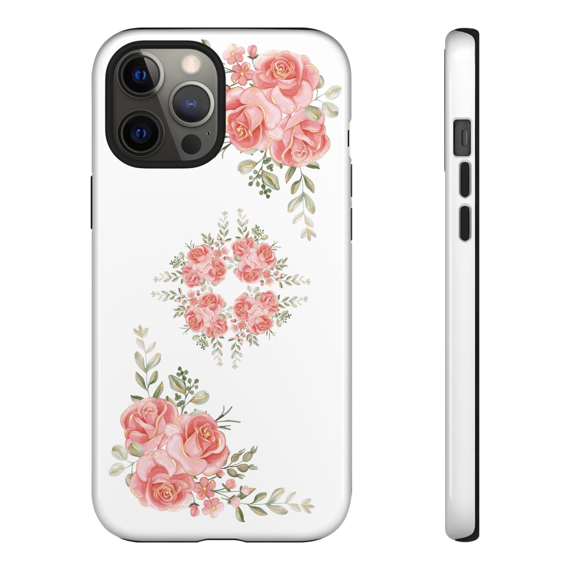 Floral Phone Case, Tough iPhone Case, Rose Design Case, Gift for Her, Floral Phone Cover