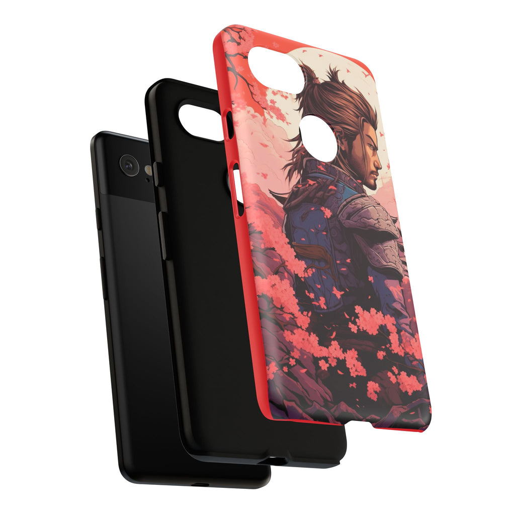 Samurai Phone Case, Tough Cases for Men, Cherry Blossom Art, Gift for Anime Fans, Unique Phone Accessory, Stylish Protection