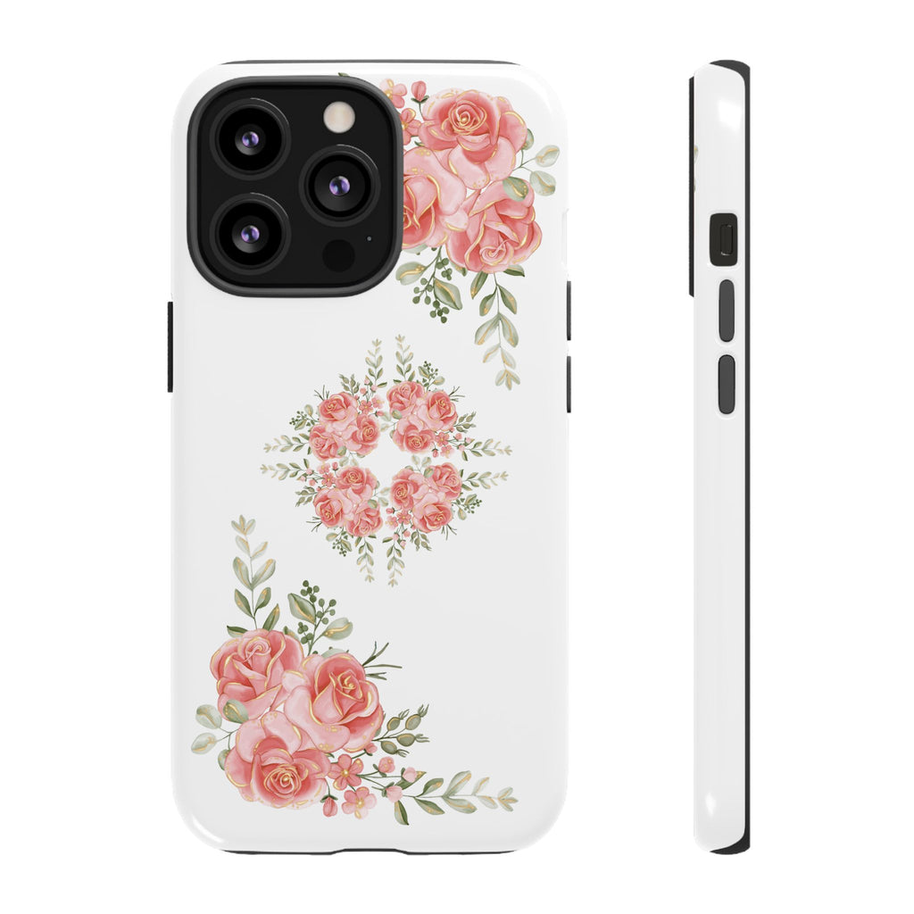 Floral Phone Case, Tough iPhone Case, Rose Design Case, Gift for Her, Floral Phone Cover