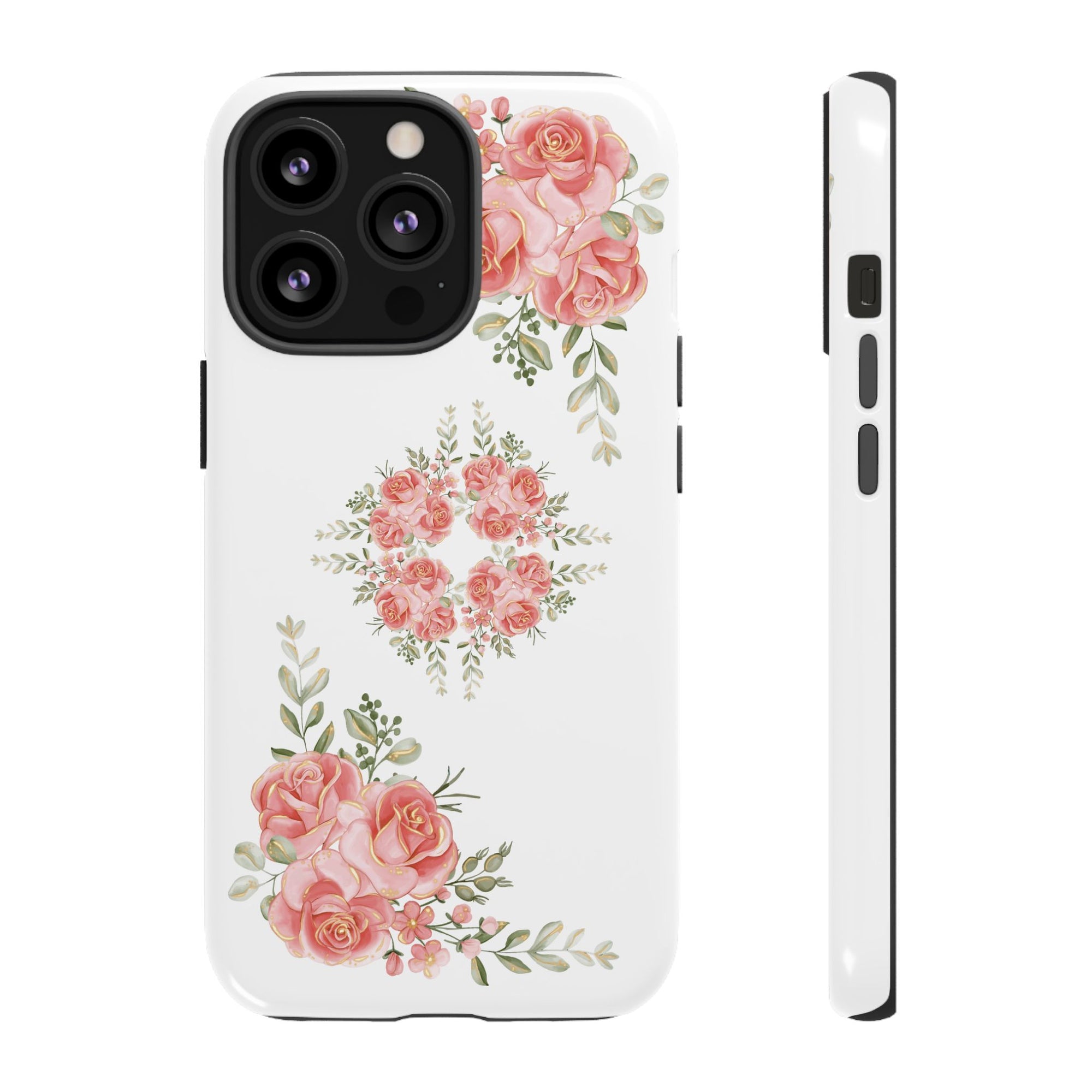 Floral Phone Case, Tough iPhone Case, Rose Design Case, Gift for Her, Floral Phone Cover