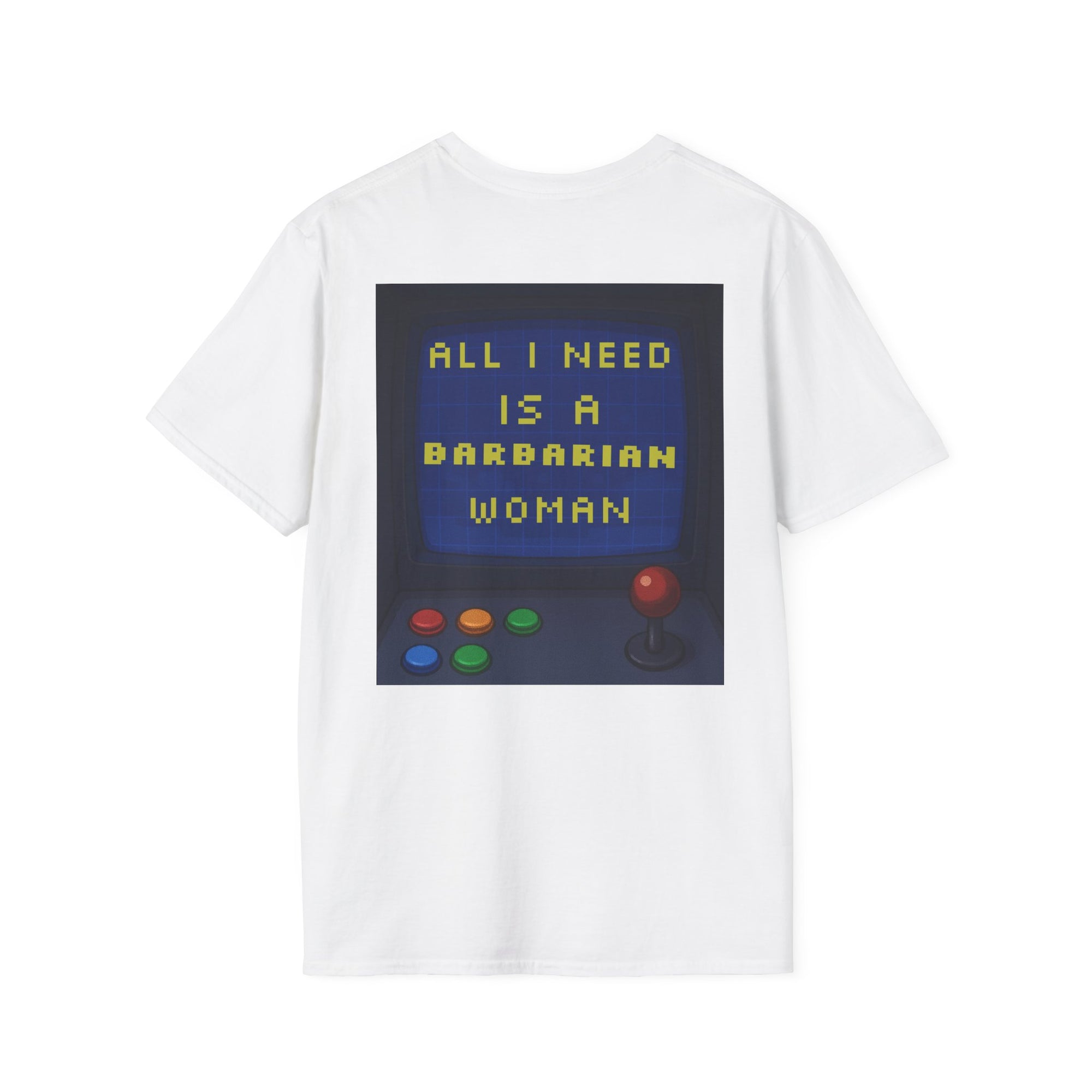 Unisex Barbarian Woman T-Shirt - Softstyle Graphic Tee for Gamers, Gifts for Her, Casual Wear, Birthday Present, Retro Style