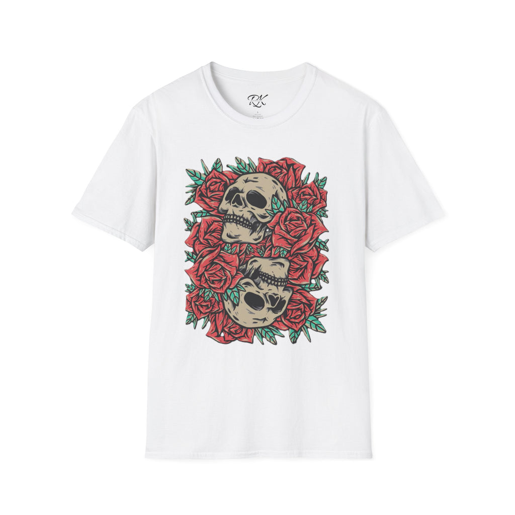 Skull & Roses Graphic T-Shirt | Edgy Casual Wear, Halloween Outfit, Gift for Friends, Festival Style, Unisex Shirt
