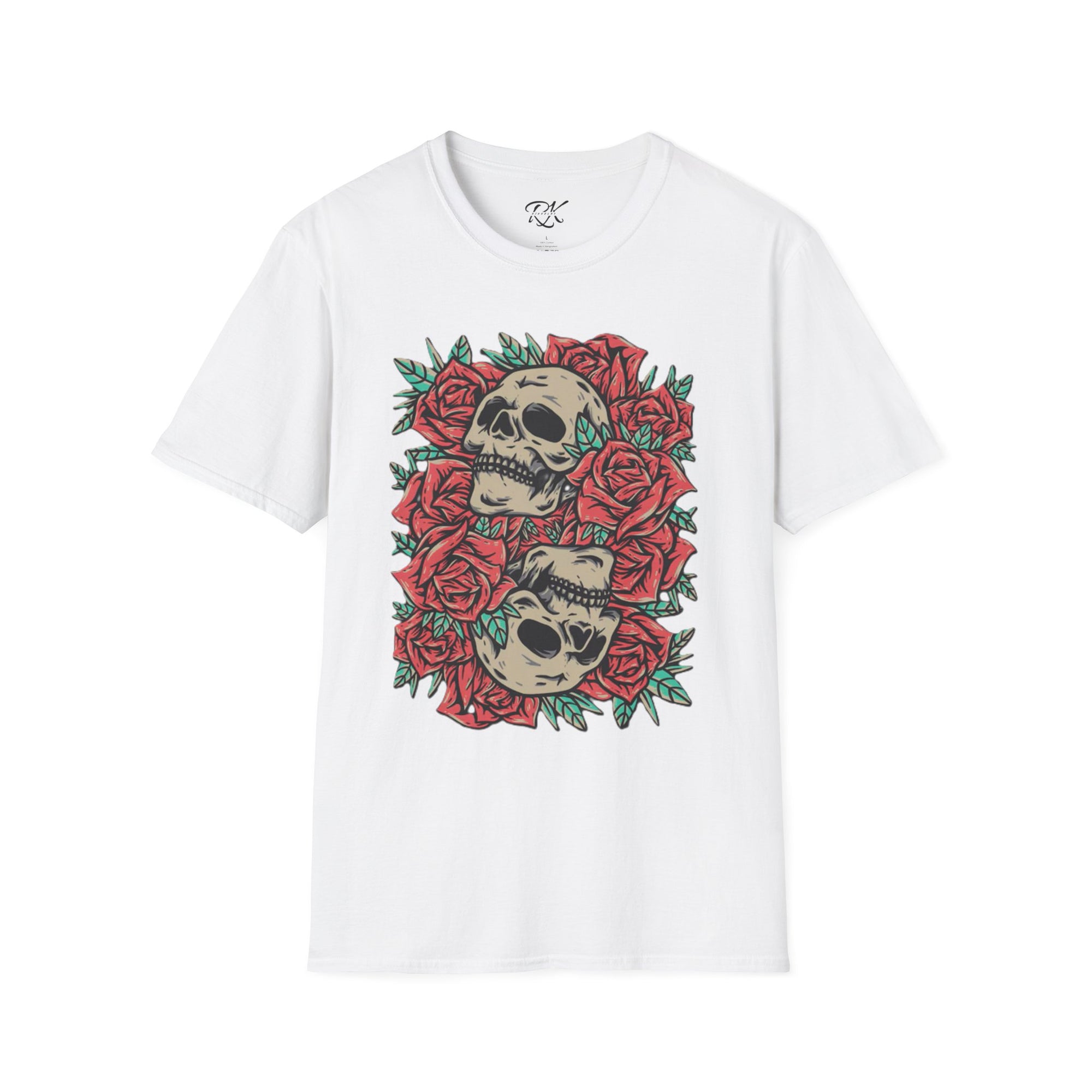 Skull & Roses Graphic T-Shirt | Edgy Casual Wear, Halloween Outfit, Gift for Friends, Festival Style, Unisex Shirt