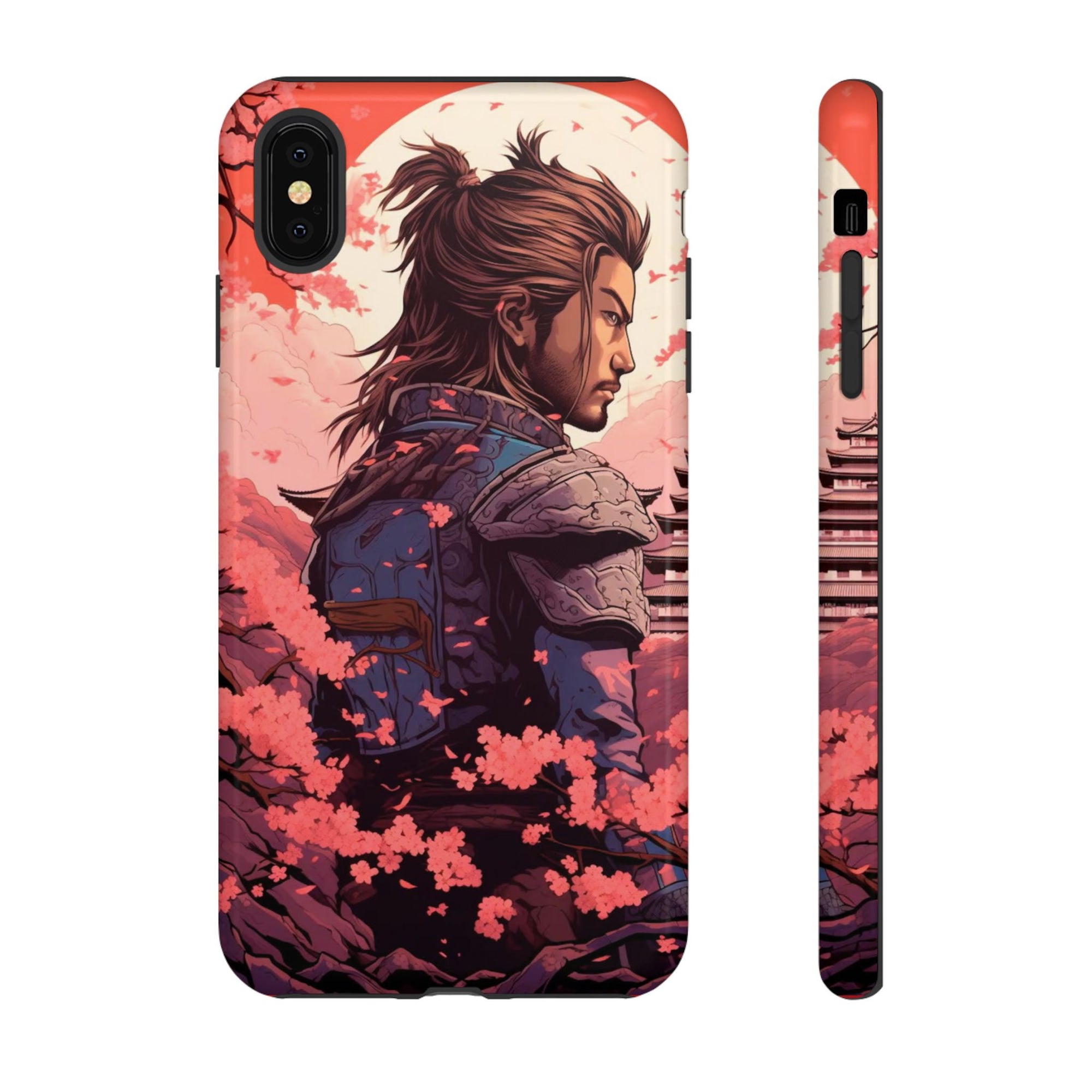 Samurai Phone Case, Tough Cases for Men, Cherry Blossom Art, Gift for Anime Fans, Unique Phone Accessory, Stylish Protection