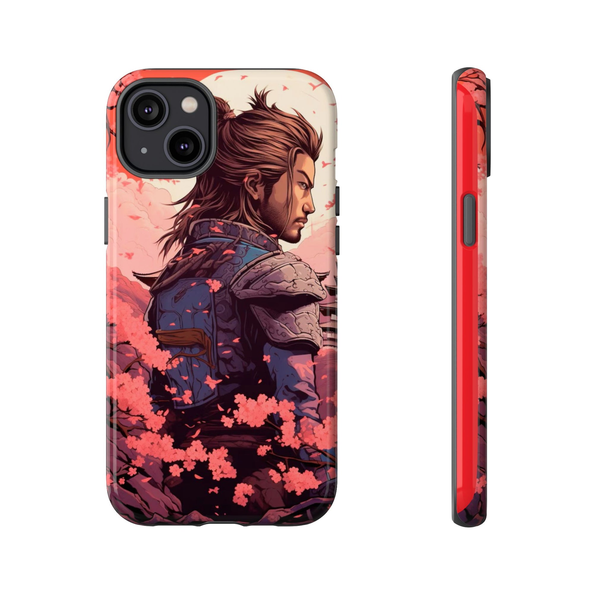 Samurai Phone Case, Tough Cases for Men, Cherry Blossom Art, Gift for Anime Fans, Unique Phone Accessory, Stylish Protection