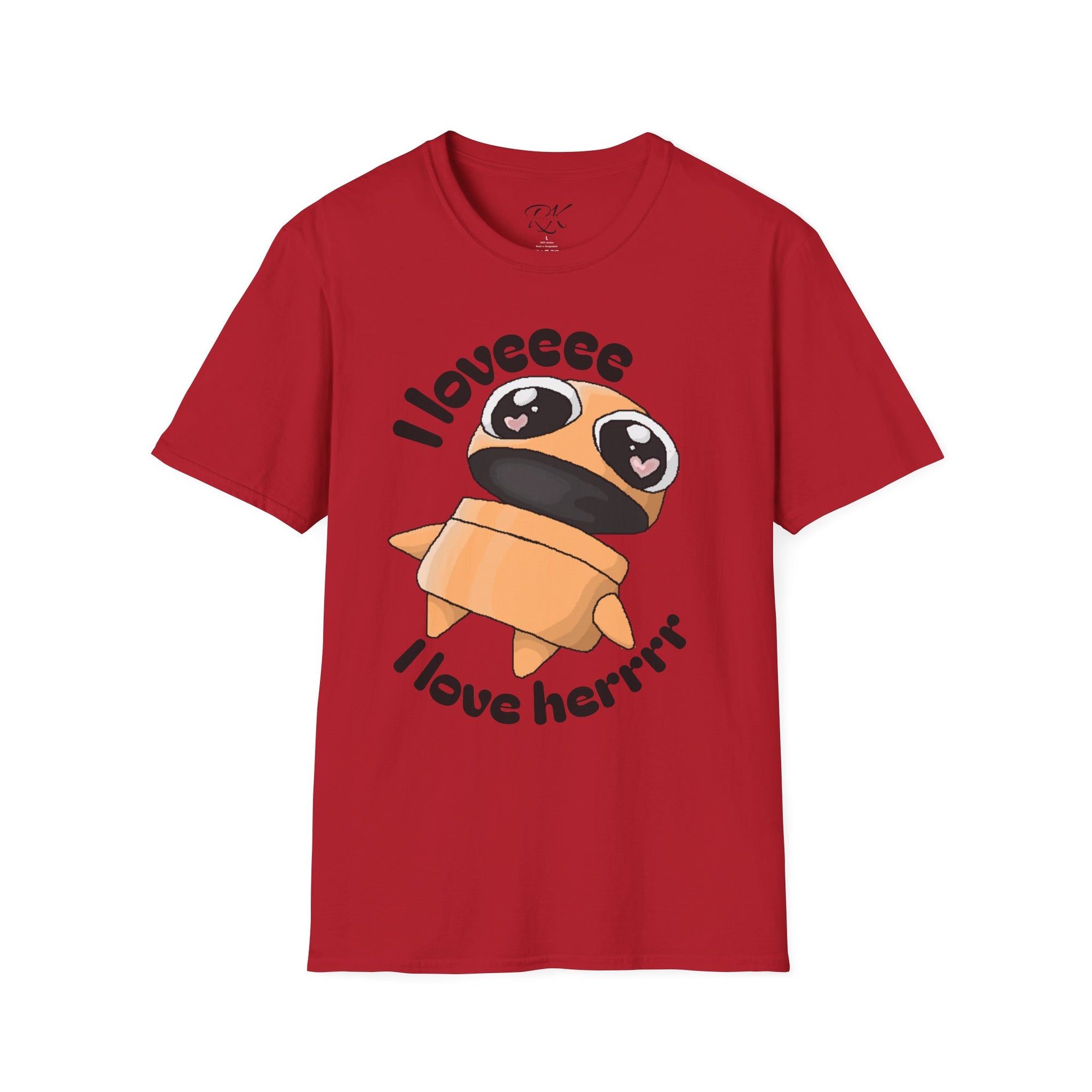 I love Herrrrr Cute Cartoon Love T-Shirt, Unisex Softstyle Tee, Perfect for Gifts, Casual Wear, Valentine's Day, Cute Character Apparel