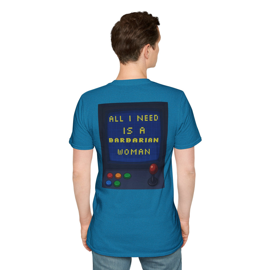 Unisex Barbarian Woman T-Shirt - Softstyle Graphic Tee for Gamers, Gifts for Her, Casual Wear, Birthday Present, Retro Style