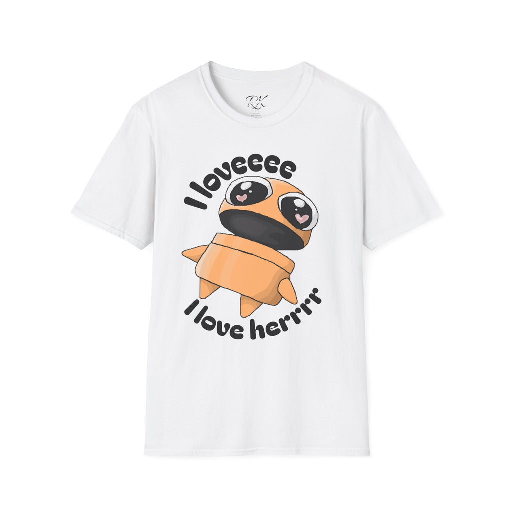 I love Herrrrr Cute Cartoon Love T-Shirt, Unisex Softstyle Tee, Perfect for Gifts, Casual Wear, Valentine's Day, Cute Character Apparel