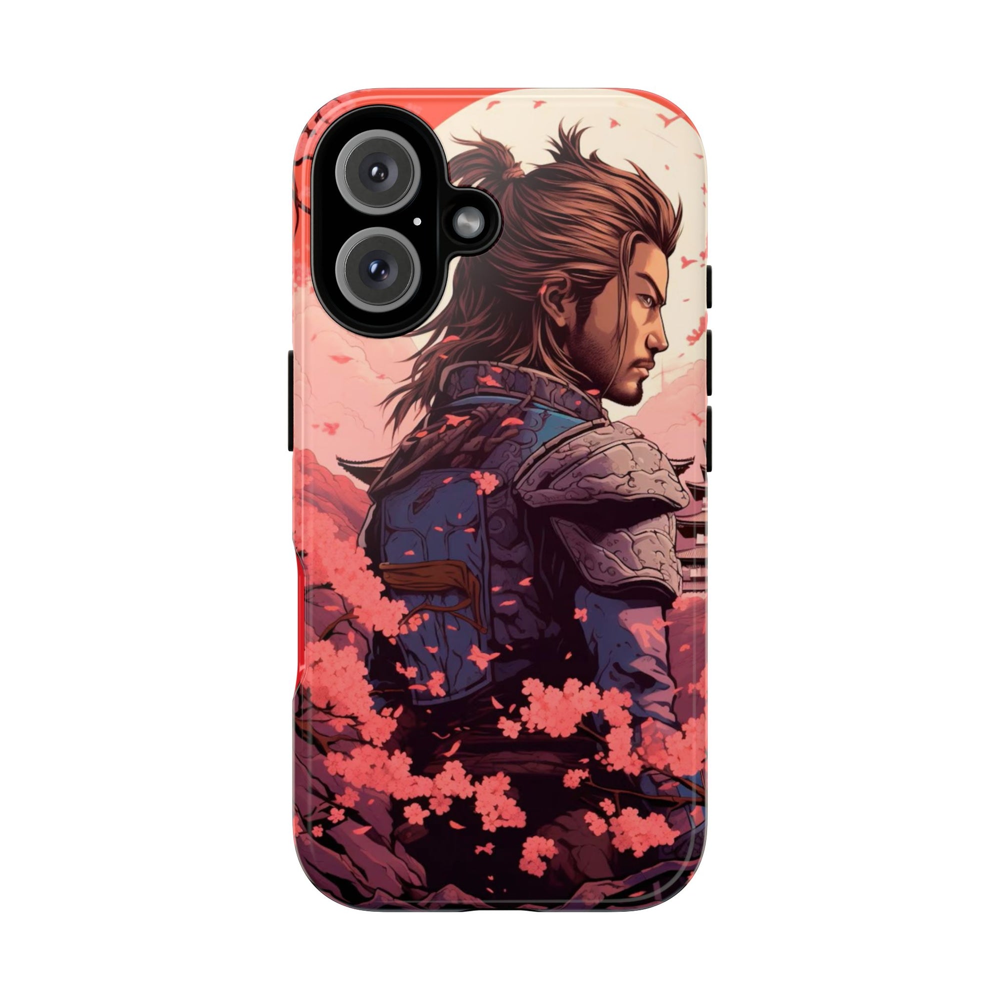 Samurai Phone Case, Tough Cases for Men, Cherry Blossom Art, Gift for Anime Fans, Unique Phone Accessory, Stylish Protection