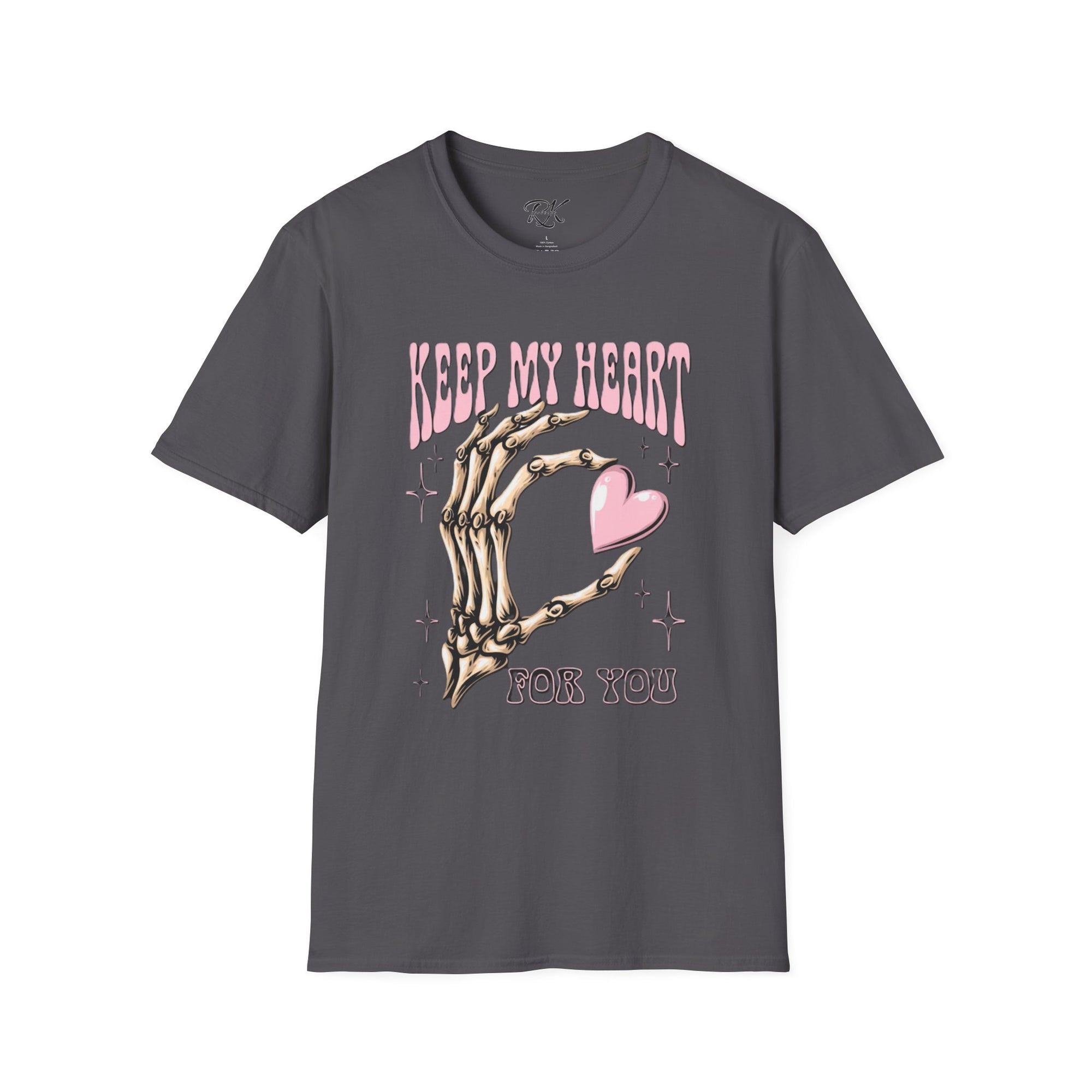 Keep My Heart Unisex Softstyle T-Shirt, Cute Graphic Tee, Valentine's Day Gift, Casual Style, Skeleton Design, Soft Cotton