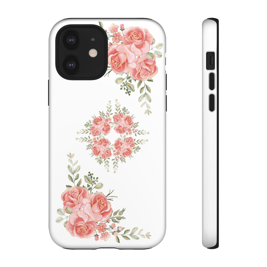 Floral Phone Case, Tough iPhone Case, Rose Design Case, Gift for Her, Floral Phone Cover