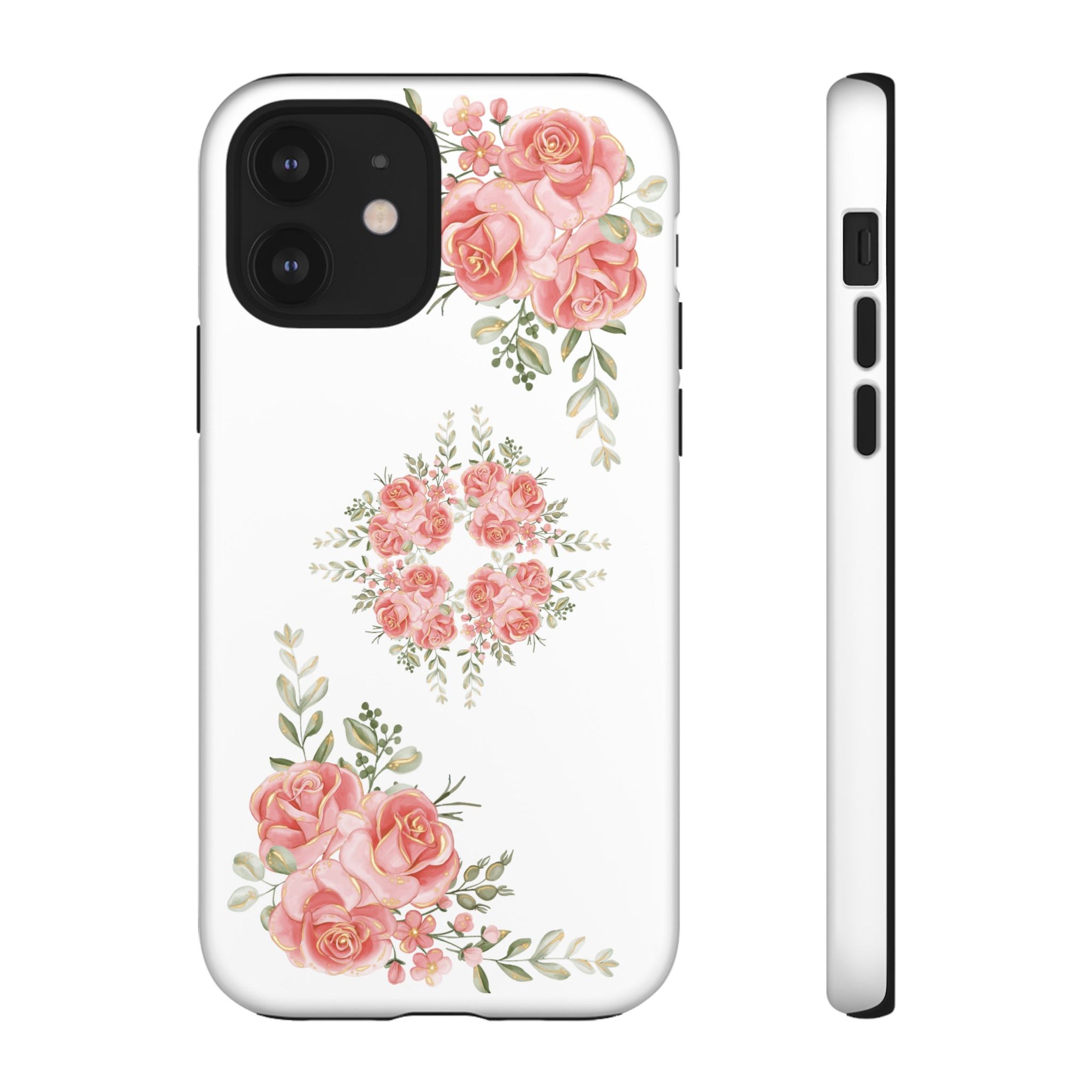 Floral Phone Case, Tough iPhone Case, Rose Design Case, Gift for Her, Floral Phone Cover