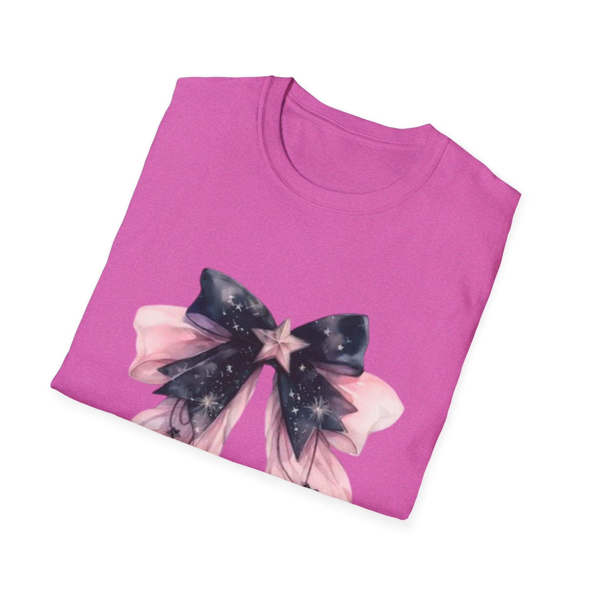 Whimsical Starry Bow T-Shirt, Cute Graphic Tee, Casual Wear, Gift for Her, Summer Fashion, Birthday Present