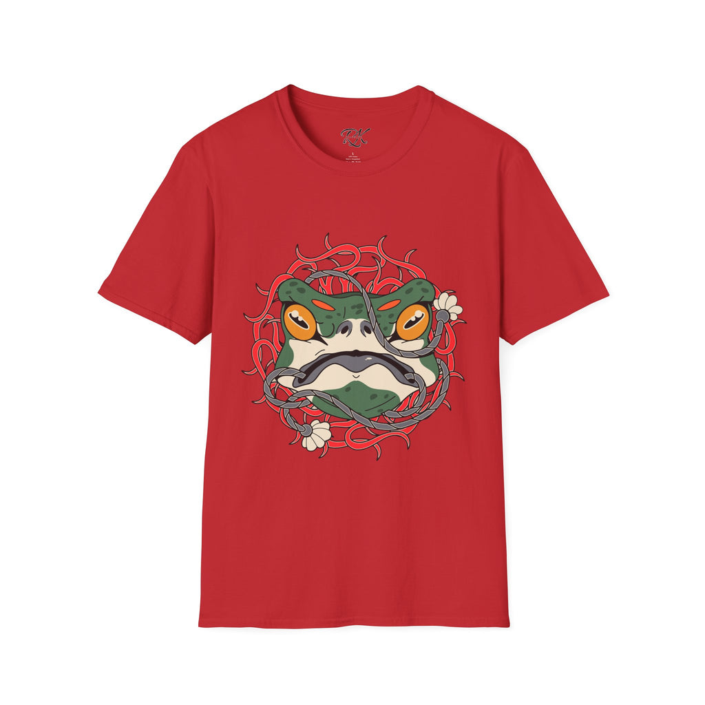 Frog Art Unisex Softstyle T-Shirt | Unique Graphic Tee, Casual Wear, Gift for Nature Lovers, Birthday, Eco-Friendly Fashion