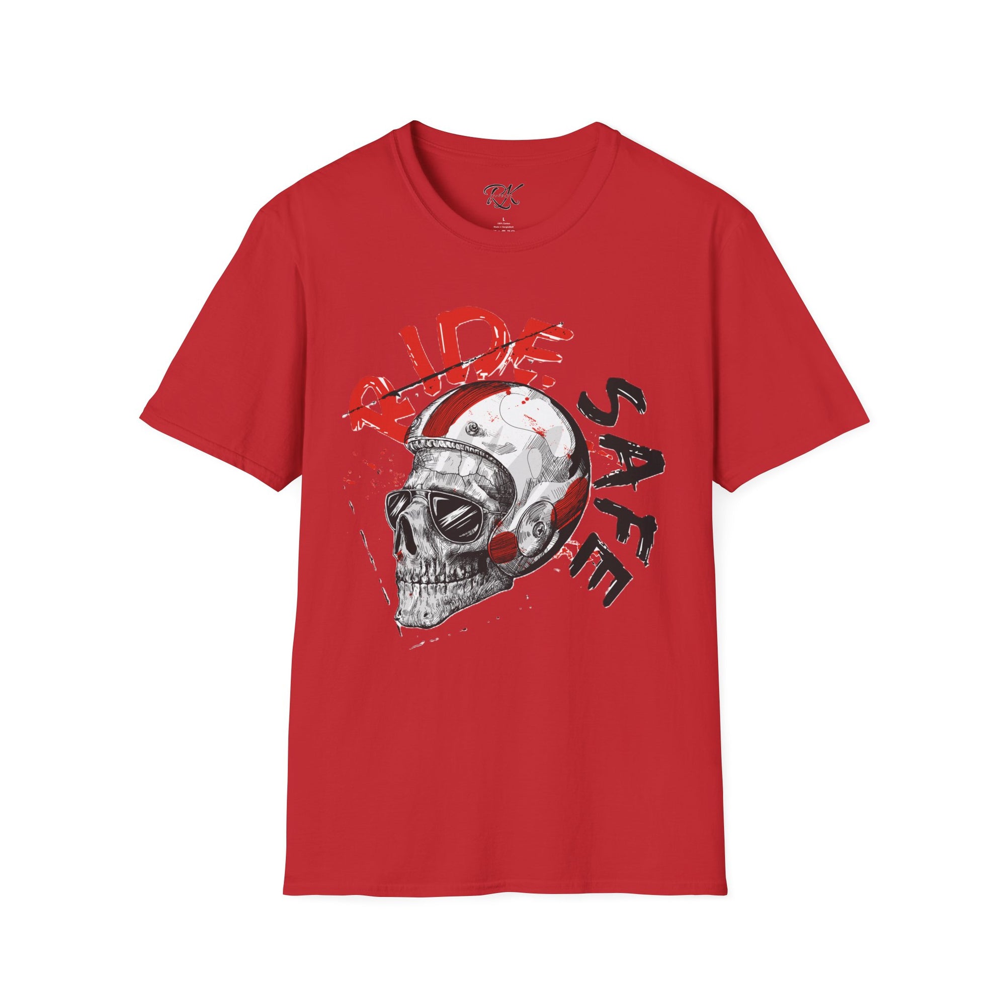 Ride Safe Skull T-Shirt | Unisex Softstyle Tee for Bikers | Perfect for Motorcyclists, Casual Wear, Gifts, and Events