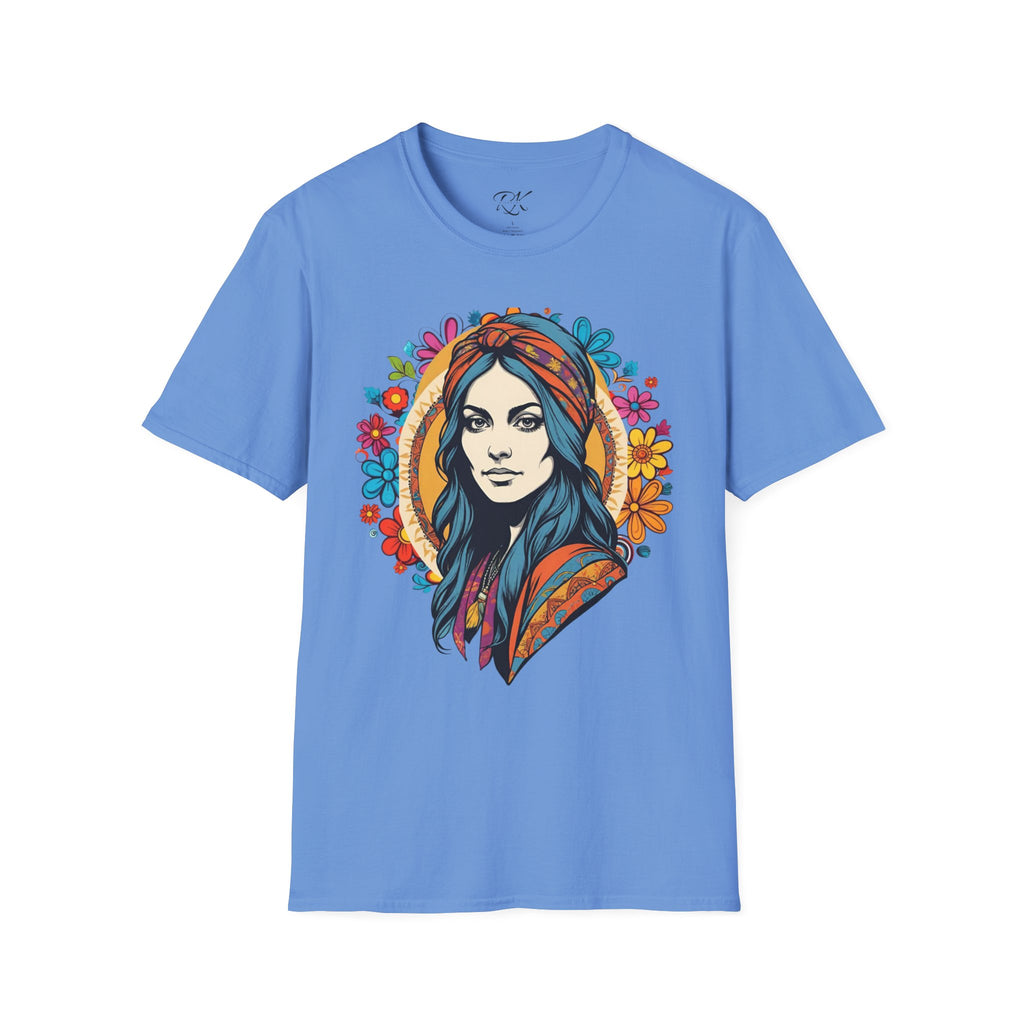 Bohemian Floral T-Shirt, Hippie Shirt, Peace Sign Tee, Gift for Festival Lovers, Artistic Apparel, Unisex Graphic Tee