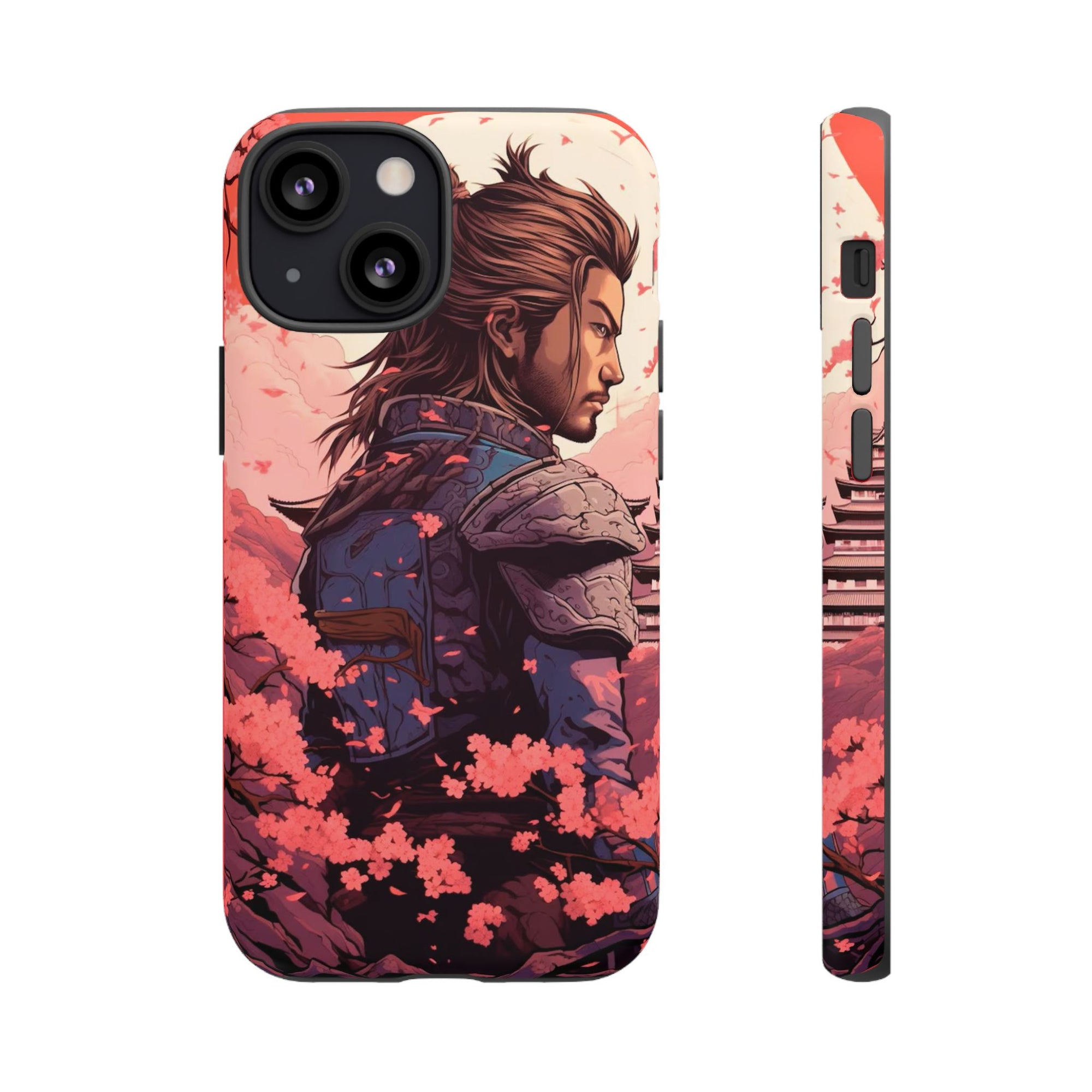 Samurai Phone Case, Tough Cases for Men, Cherry Blossom Art, Gift for Anime Fans, Unique Phone Accessory, Stylish Protection
