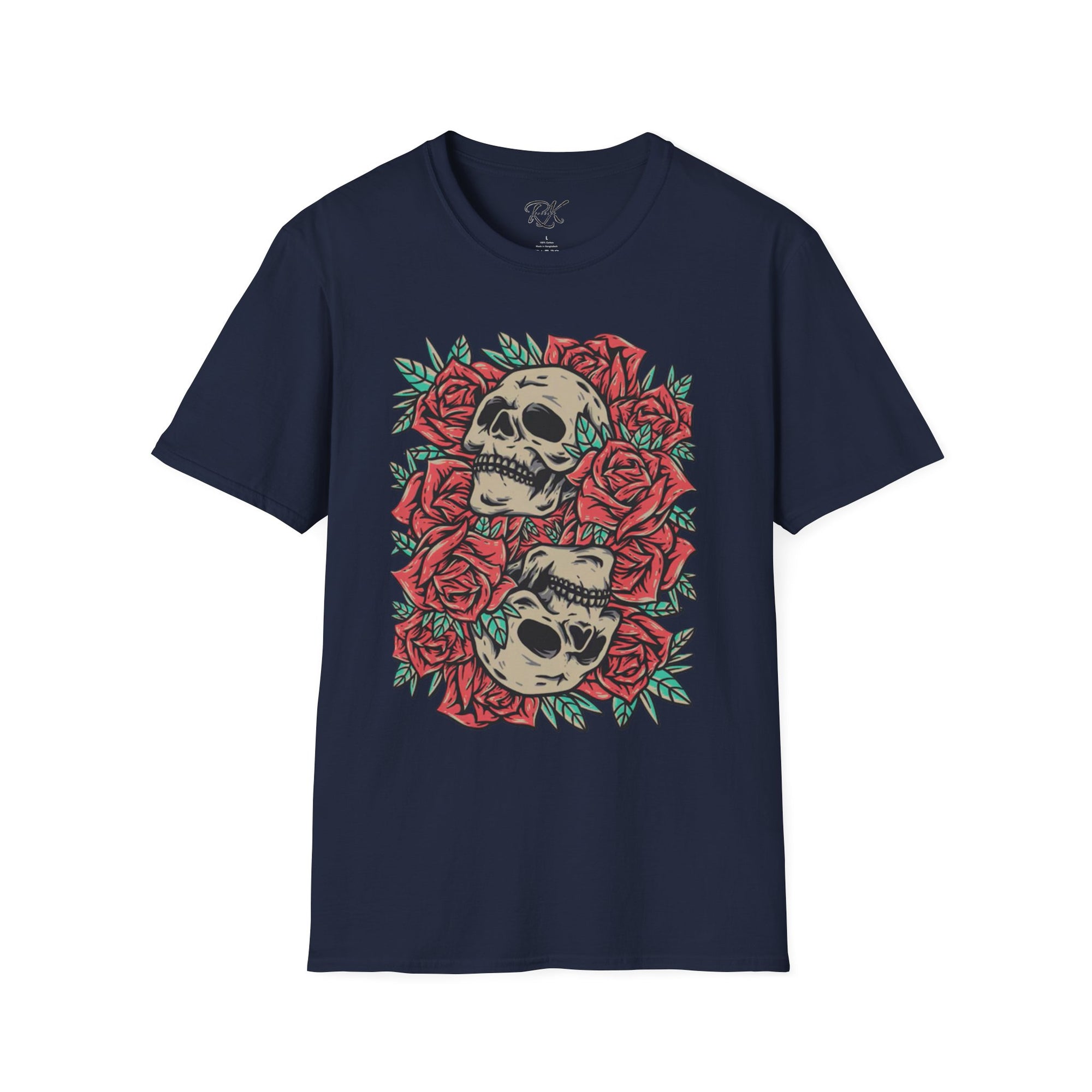 Skull & Roses Graphic T-Shirt | Edgy Casual Wear, Halloween Outfit, Gift for Friends, Festival Style, Unisex Shirt